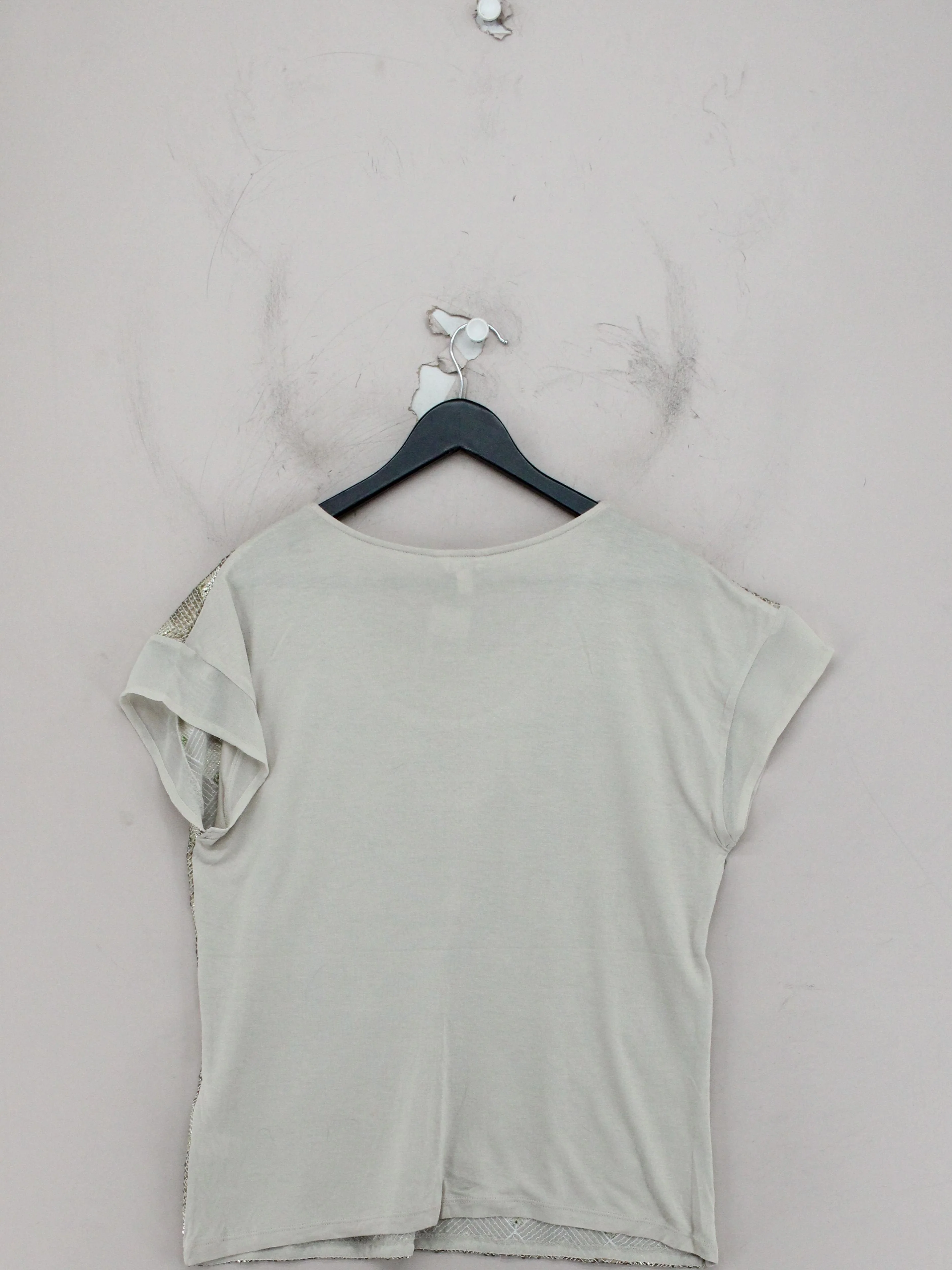 Monsoon Women's Top L Cream Viscose with Polyester Short Sleeve Round Neck Basic - Image 2