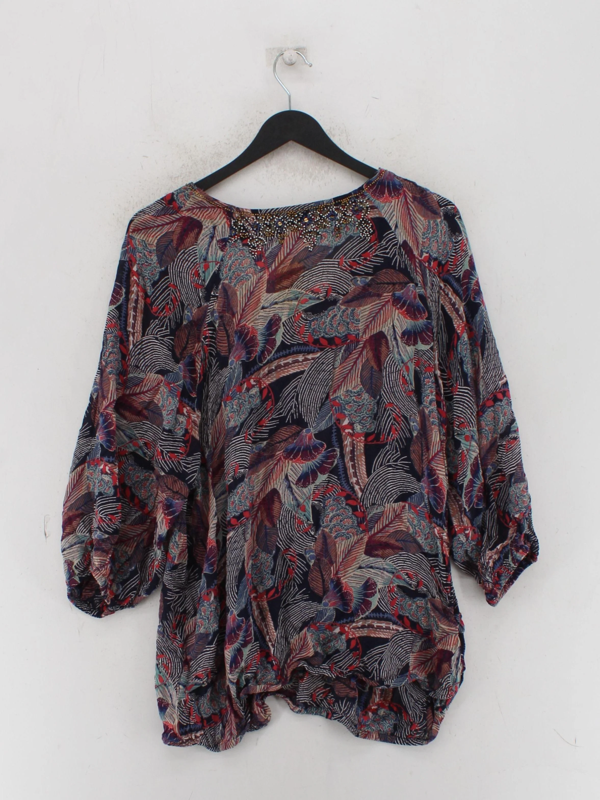 Monsoon Women's Top L Multi 100% Viscose 3/4 Sleeve V-Neck Tunic - Image 2