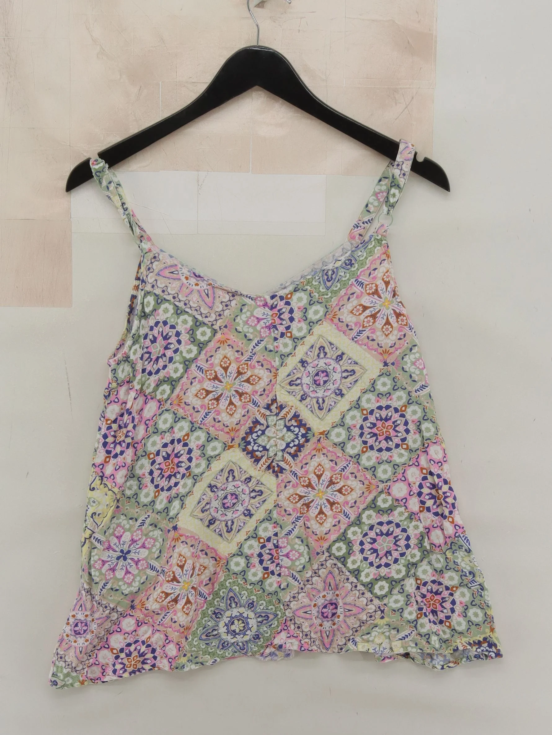 Monsoon Women's Top M Multi Geometric 100% Viscose Sleeveless V-Neck Basic - Image 2