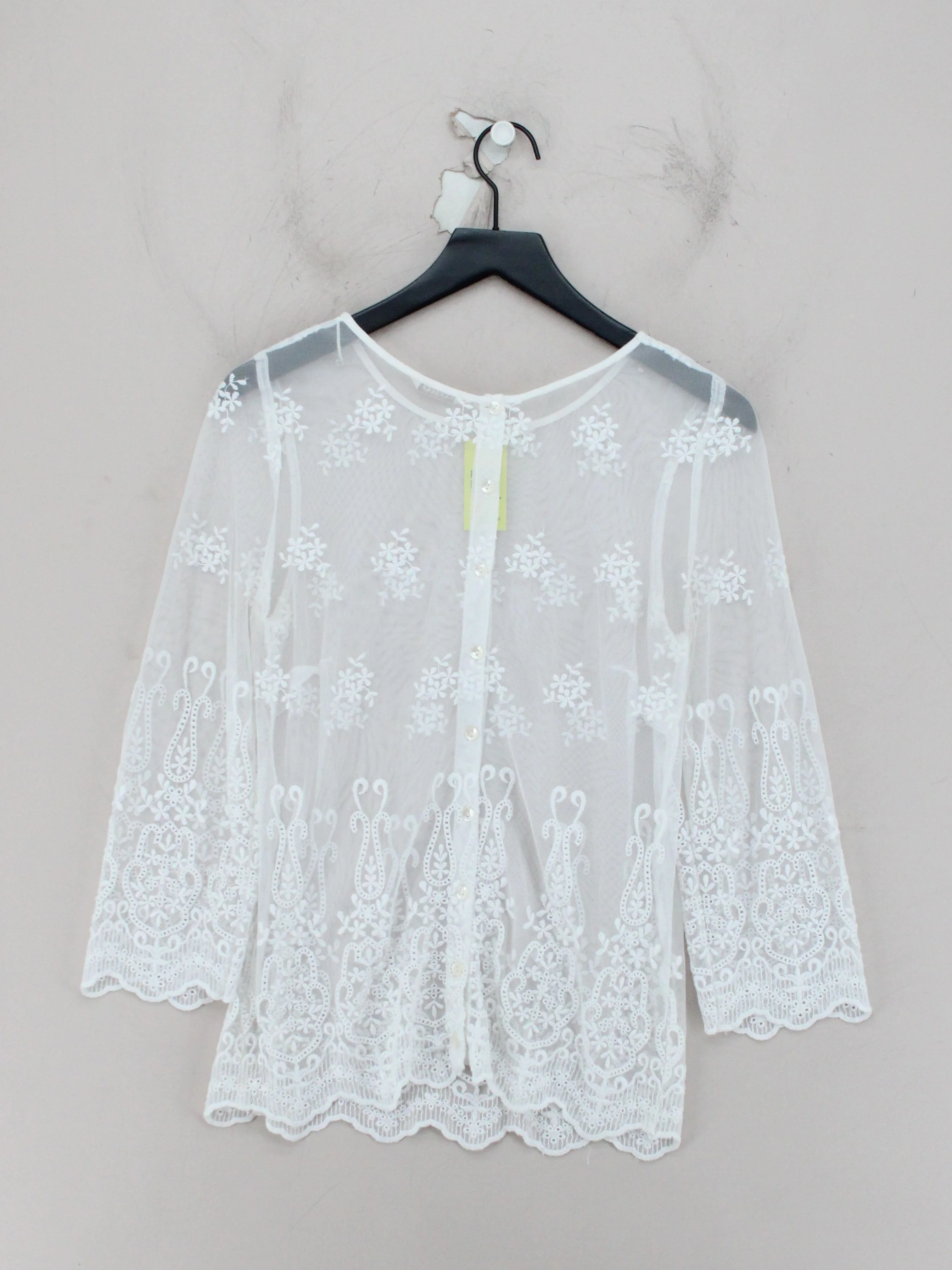 Monsoon Women's Top M White Floral 100% Other Long Sleeve Round Neck Basic - Image 2
