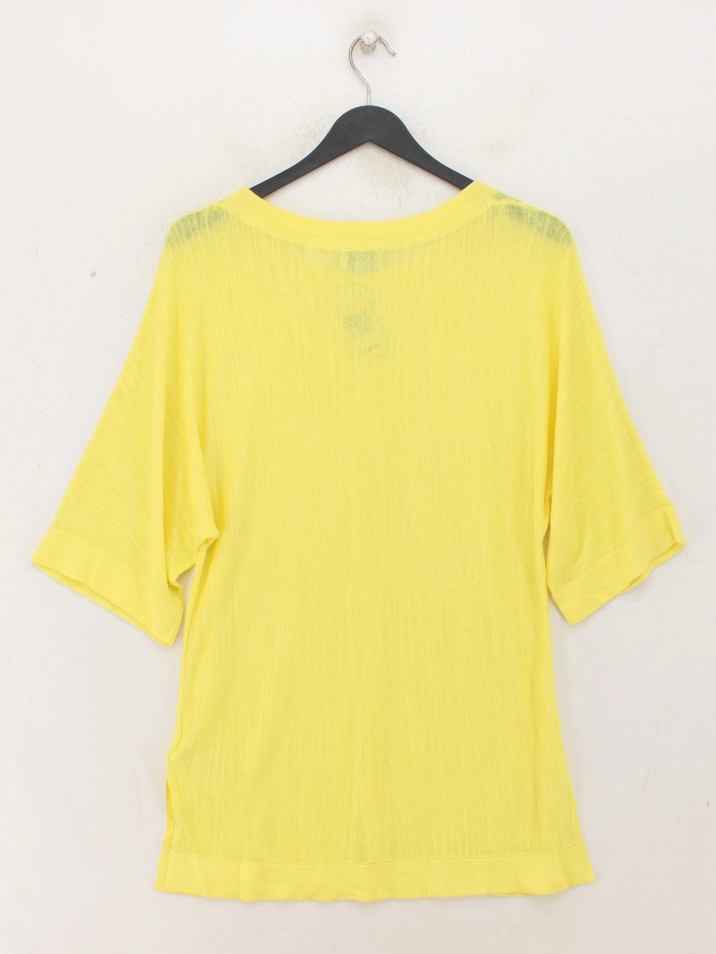Monsoon Women's Top S Yellow Linen with Viscose 3/4 Sleeve Crew Neck Basic - Image 2