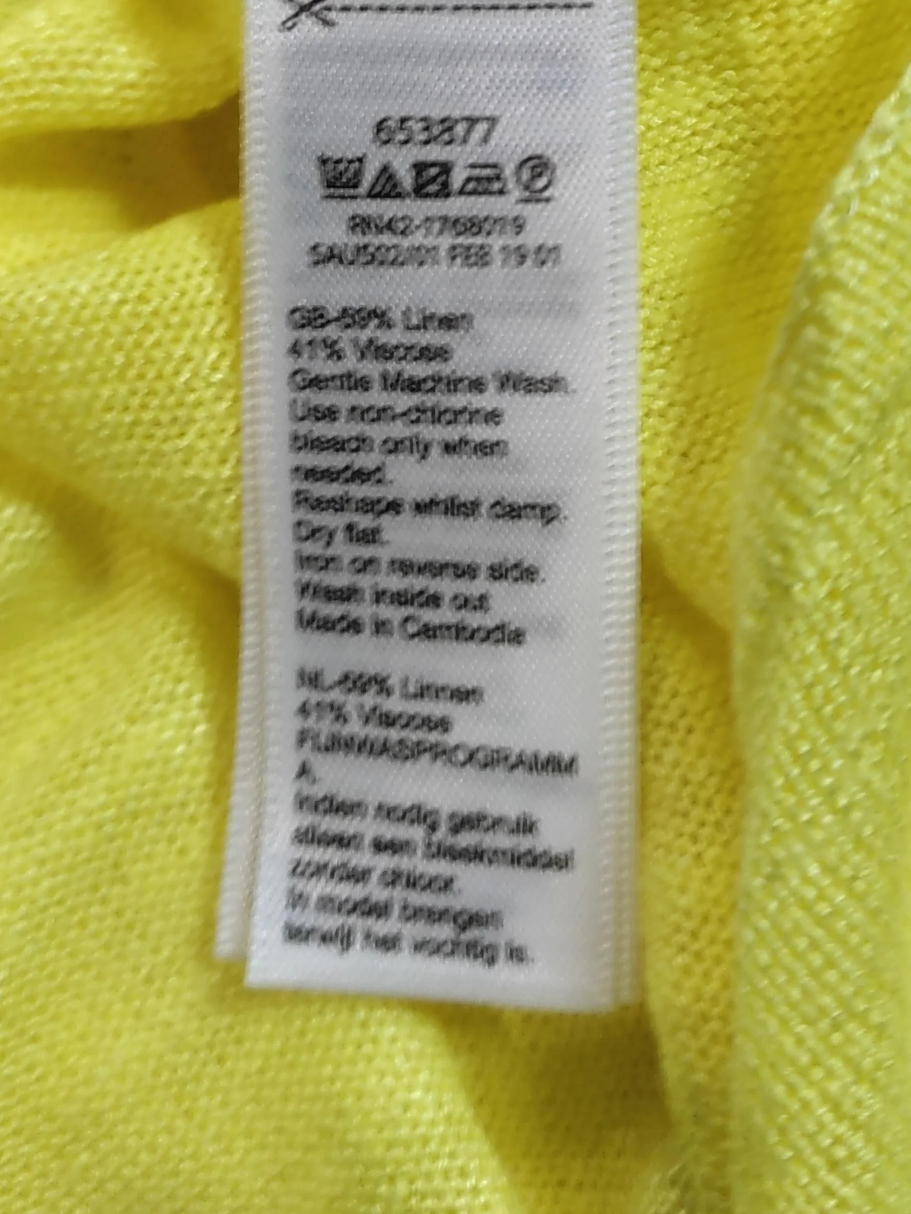 Monsoon Women's Top S Yellow Linen with Viscose 3/4 Sleeve Crew Neck Basic - Image 6