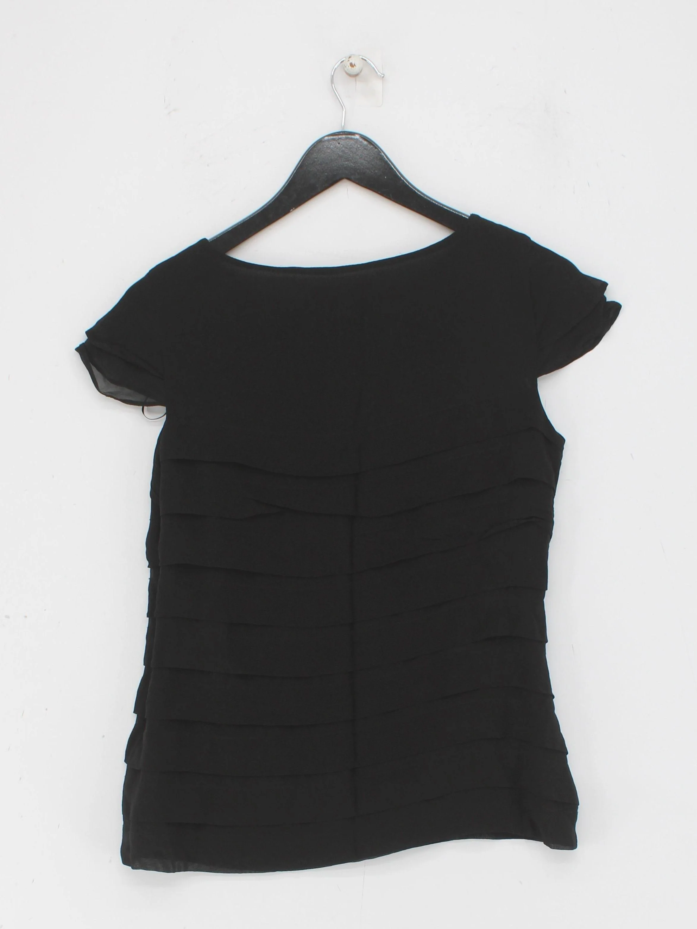 Monsoon Women's Top UK 10 Black Silk with Polyester Short Sleeve Crew Neck Basic - Image 2