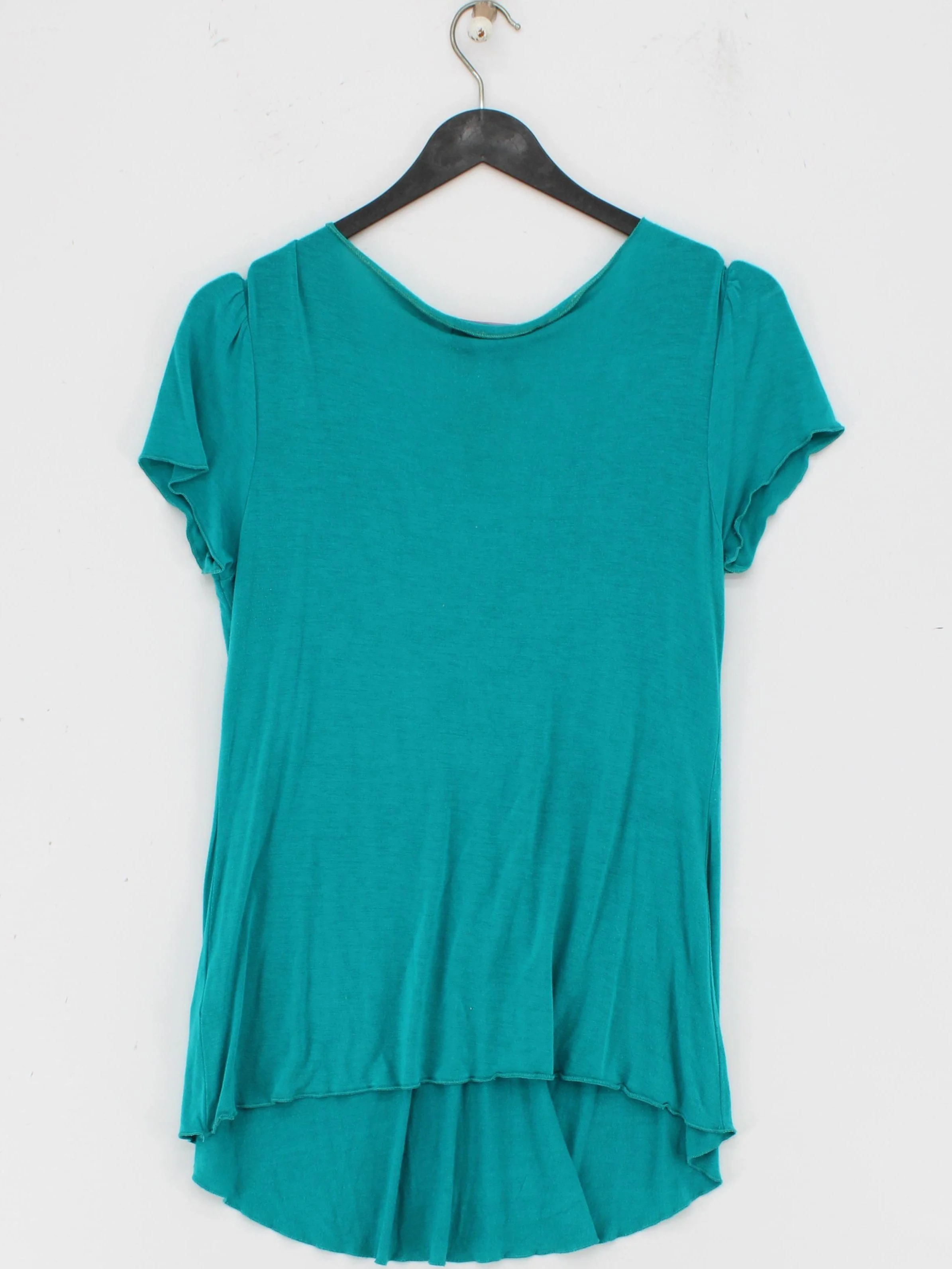 Monsoon Women's Top UK 10 Green Viscose with Elastane Short Sleeve V-Neck Basic - Image 2