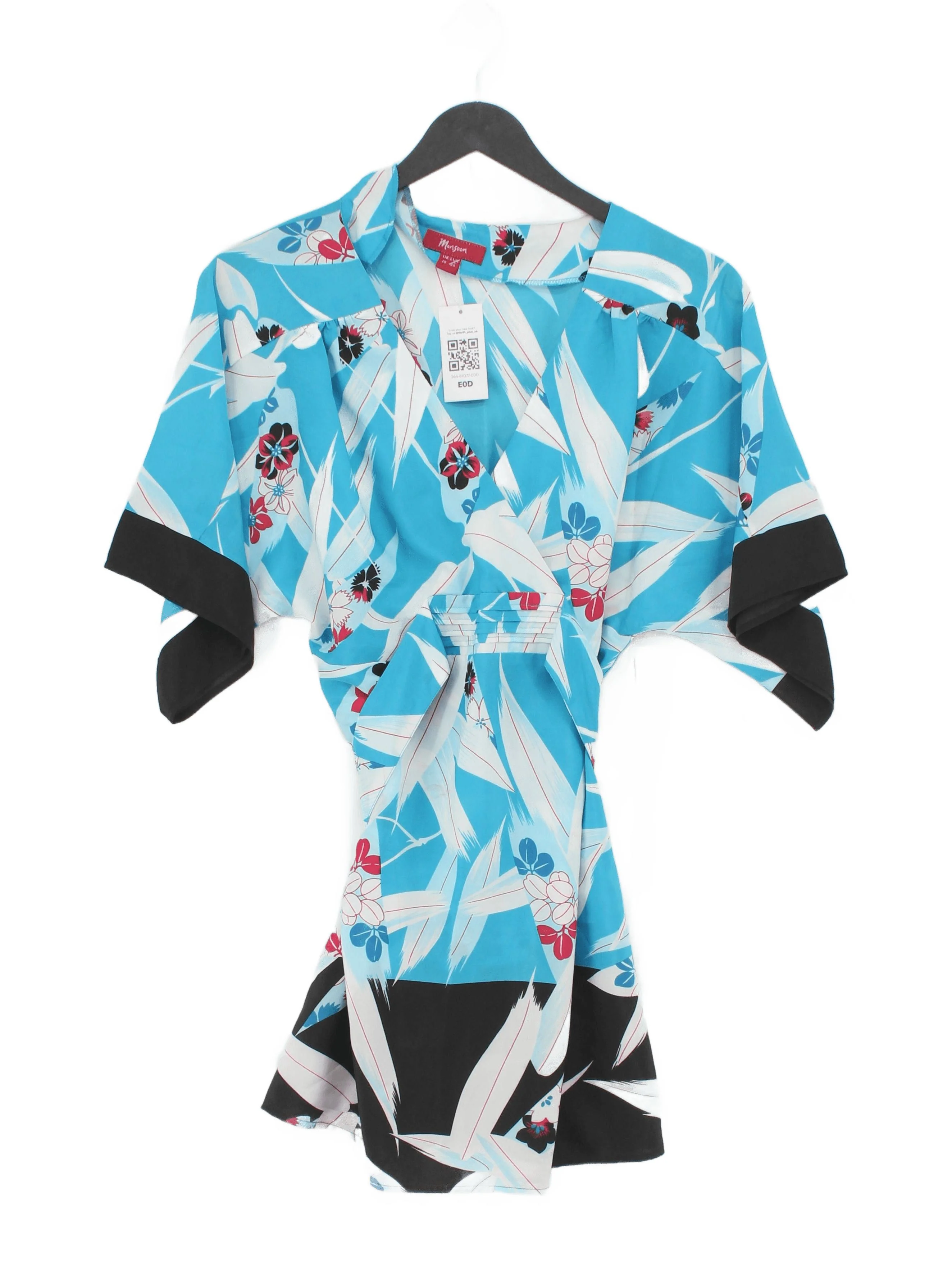 Monsoon Women's Top UK 10 Multi Floral 100% Polyester Short Sleeve V-Neck Basic