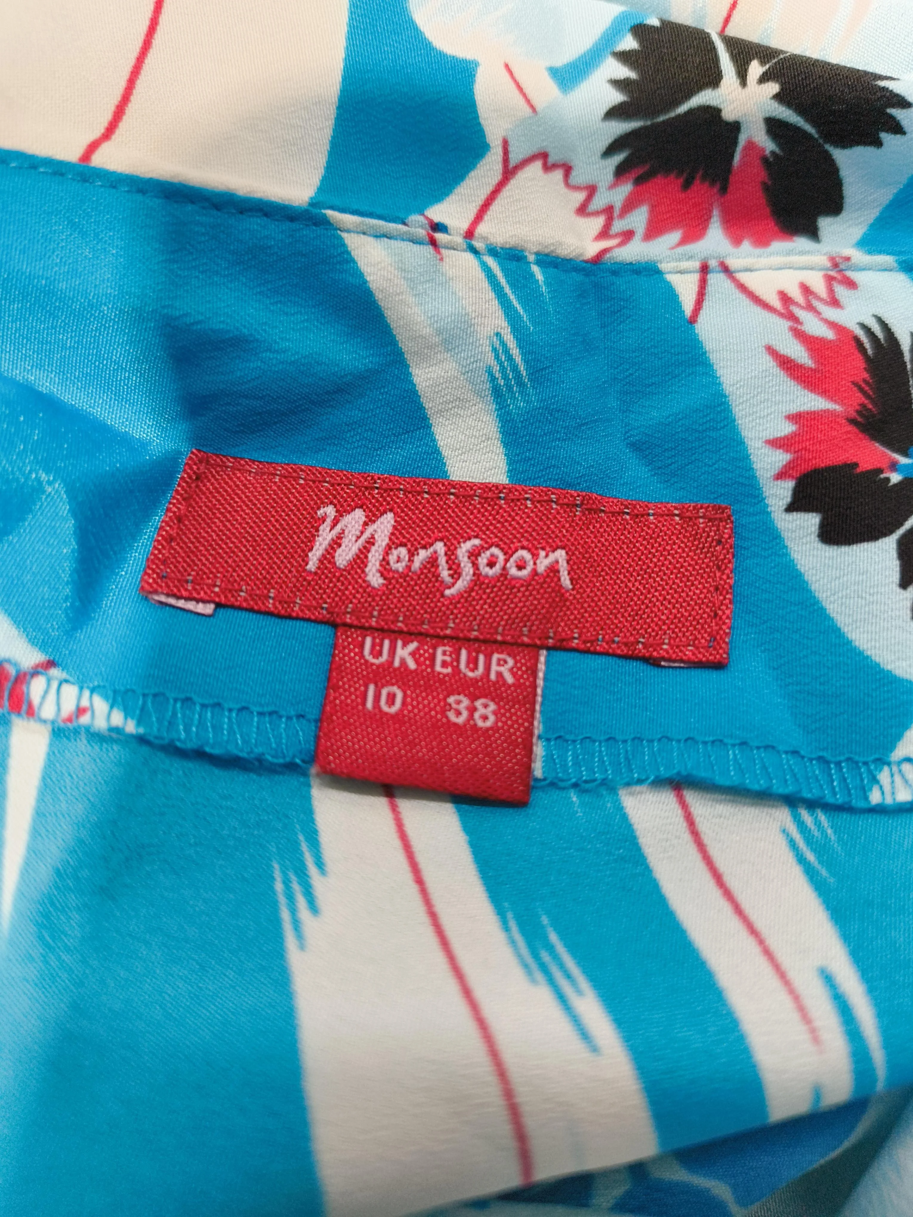 Monsoon Women's Top UK 10 Multi Floral 100% Polyester Short Sleeve V-Neck Basic - Image 6