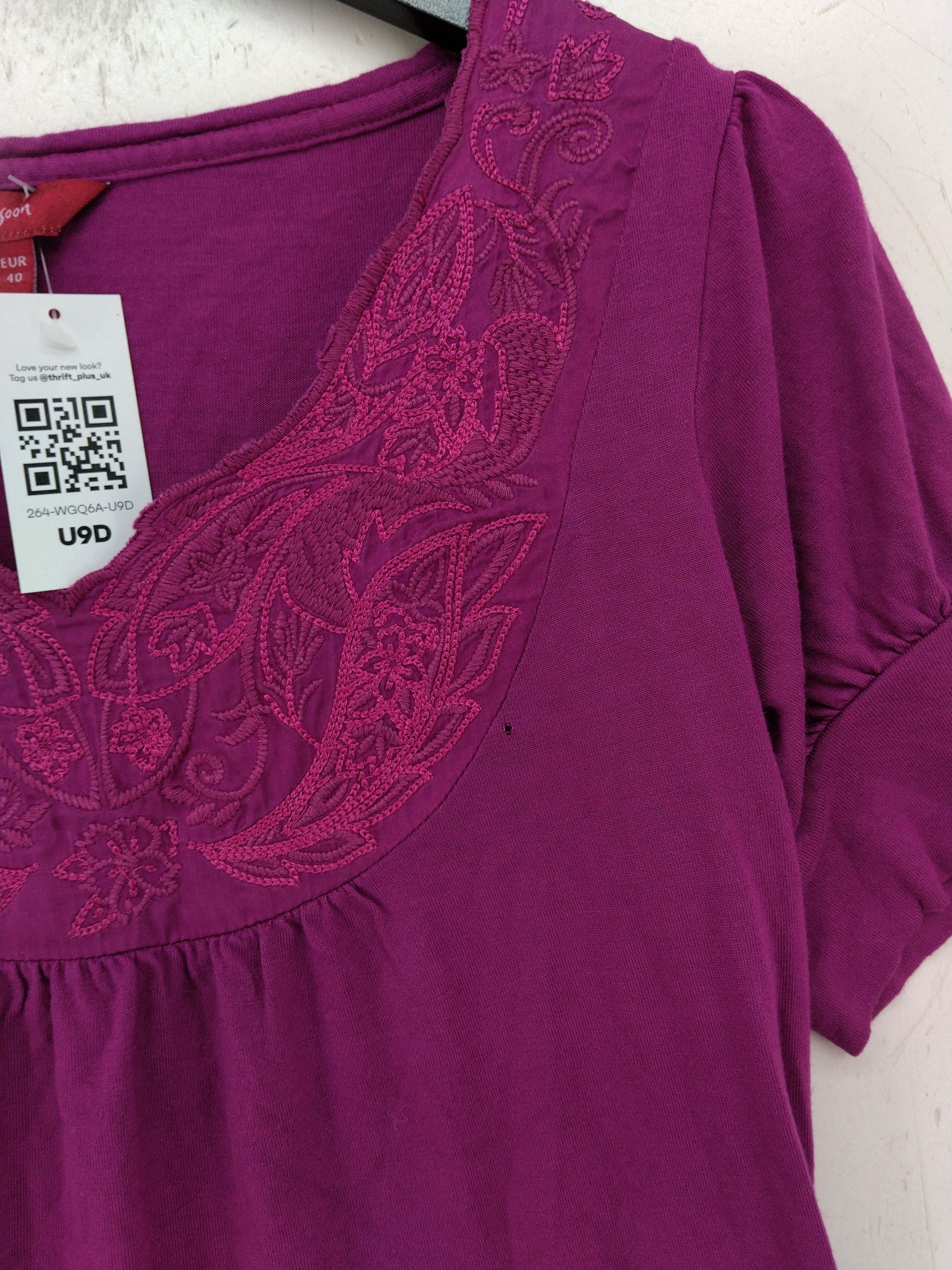 Monsoon Women's Top UK 12 Pink Viscose with Cotton, Silk Basic - Image 6