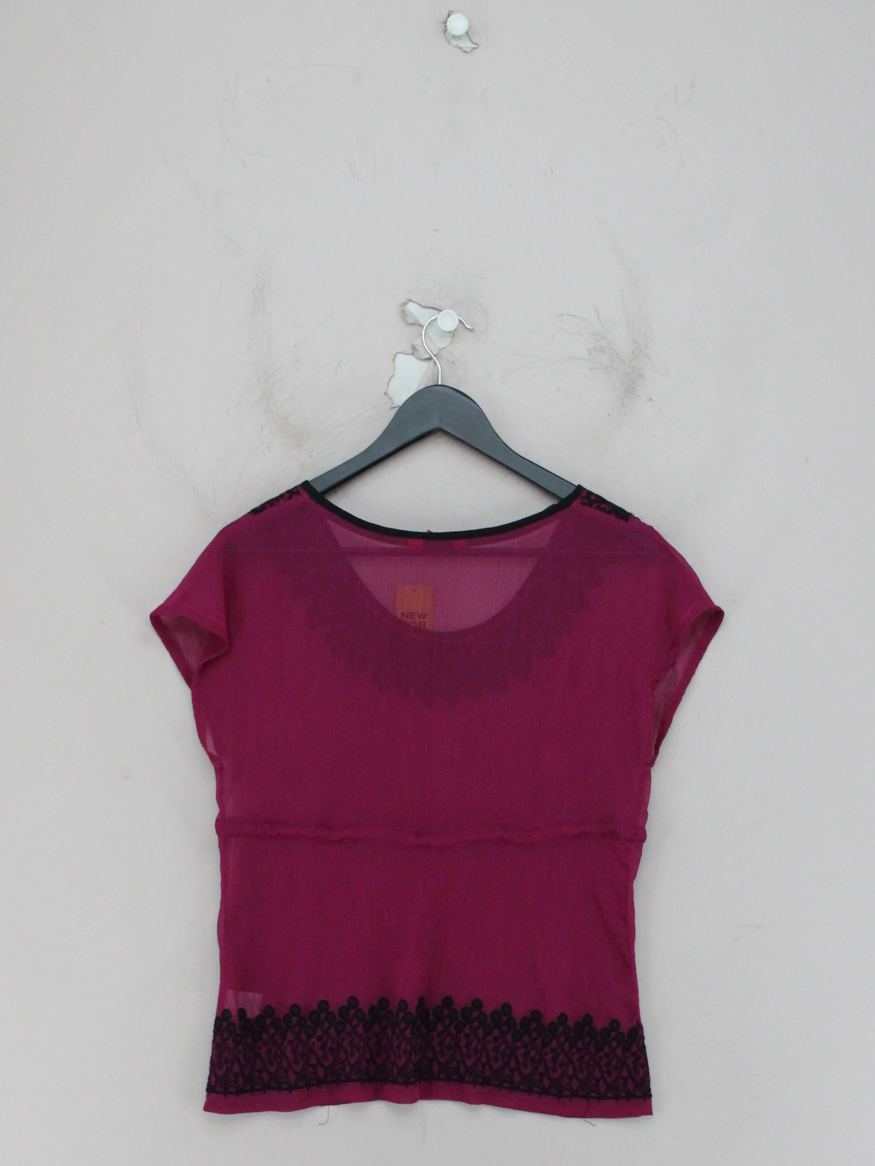 Monsoon Women's Top UK 12 Purple 100% Other Short Sleeve Round Neck Basic - Image 2