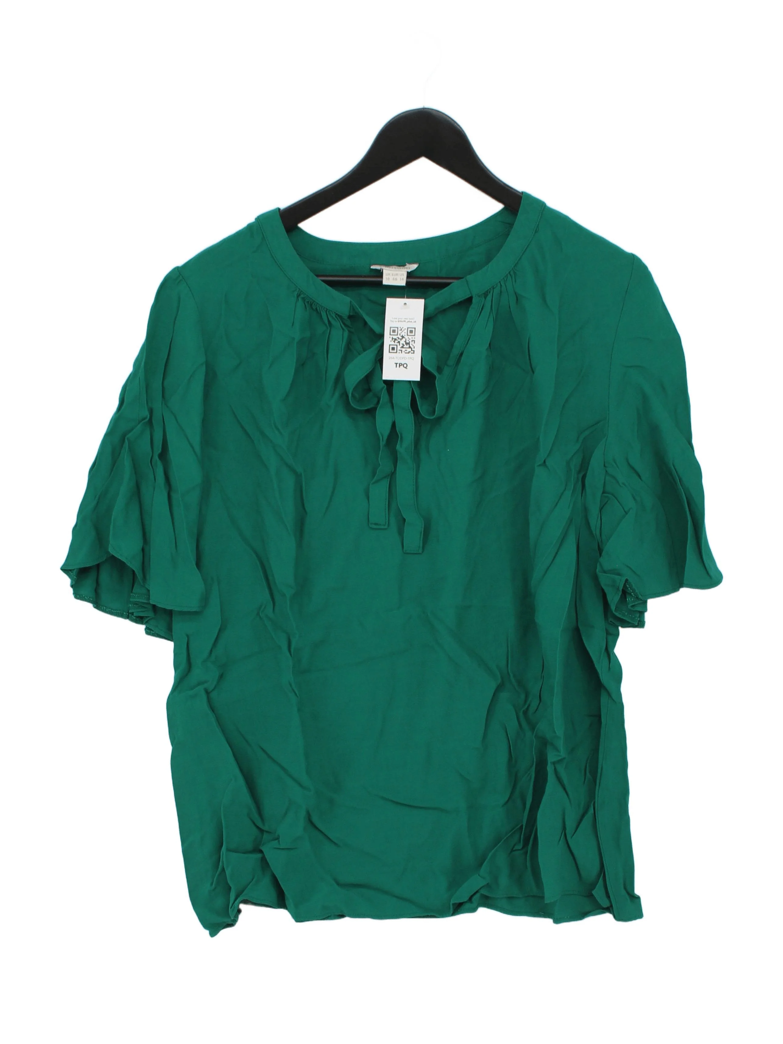 Monsoon Women's Top UK 18 Green 100% Other Short Sleeve Round Neck Basic