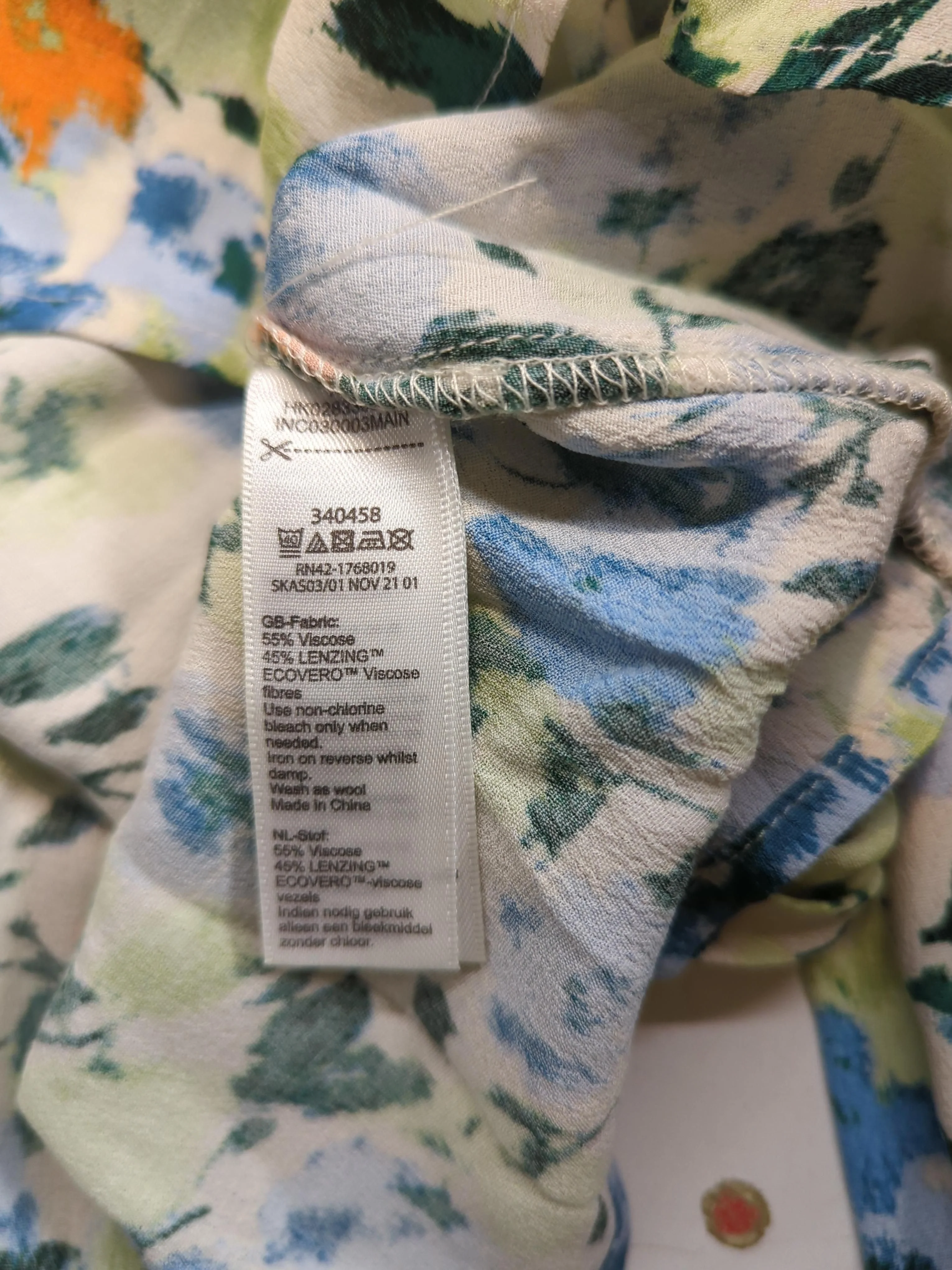 Monsoon Women's Top XL Multi Floral 100% Viscose Long Sleeve V-Neck Basic - Image 6