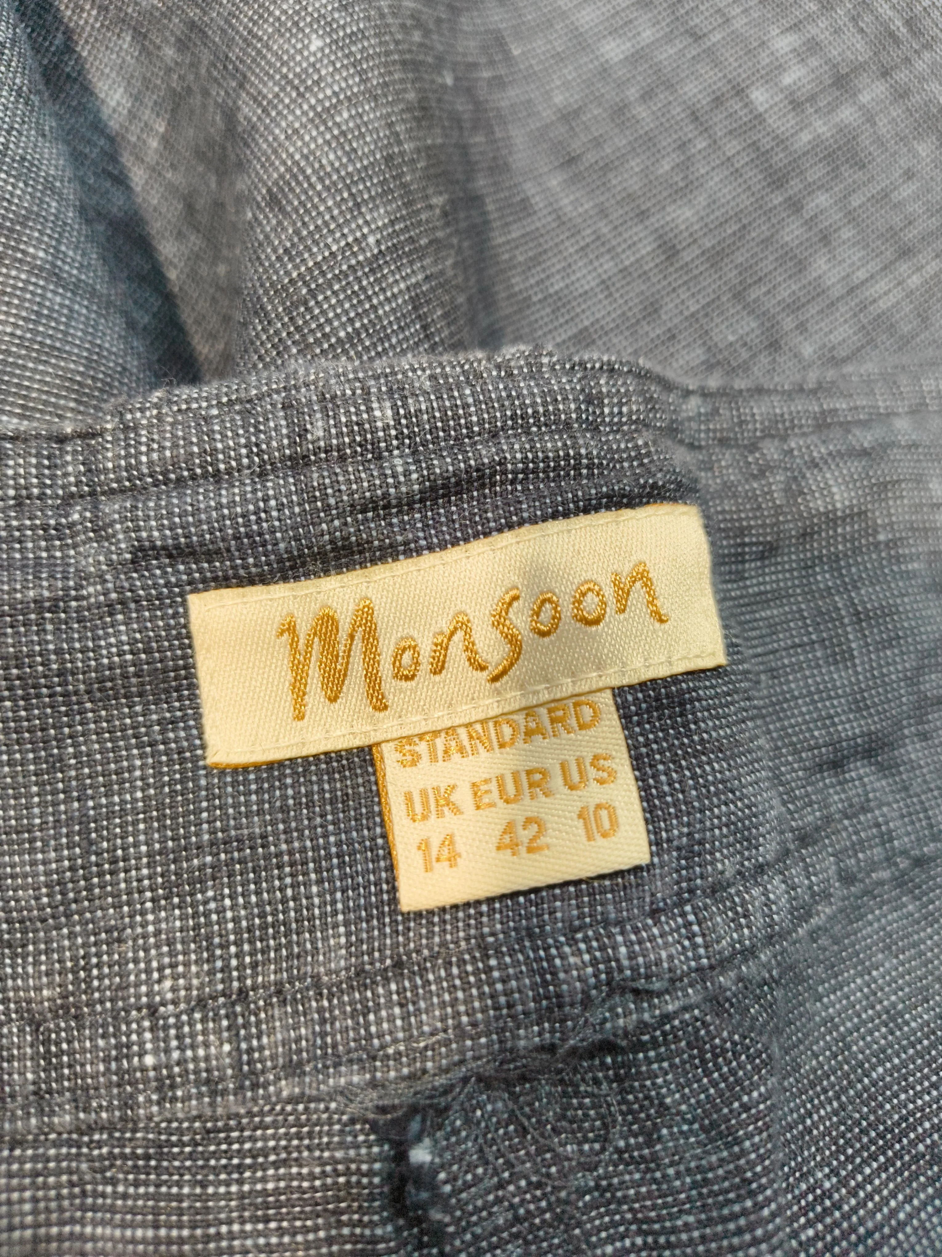 Monsoon Women's Trousers UK 14 Blue Linen with Cotton Wide-Leg Chino - Image 5
