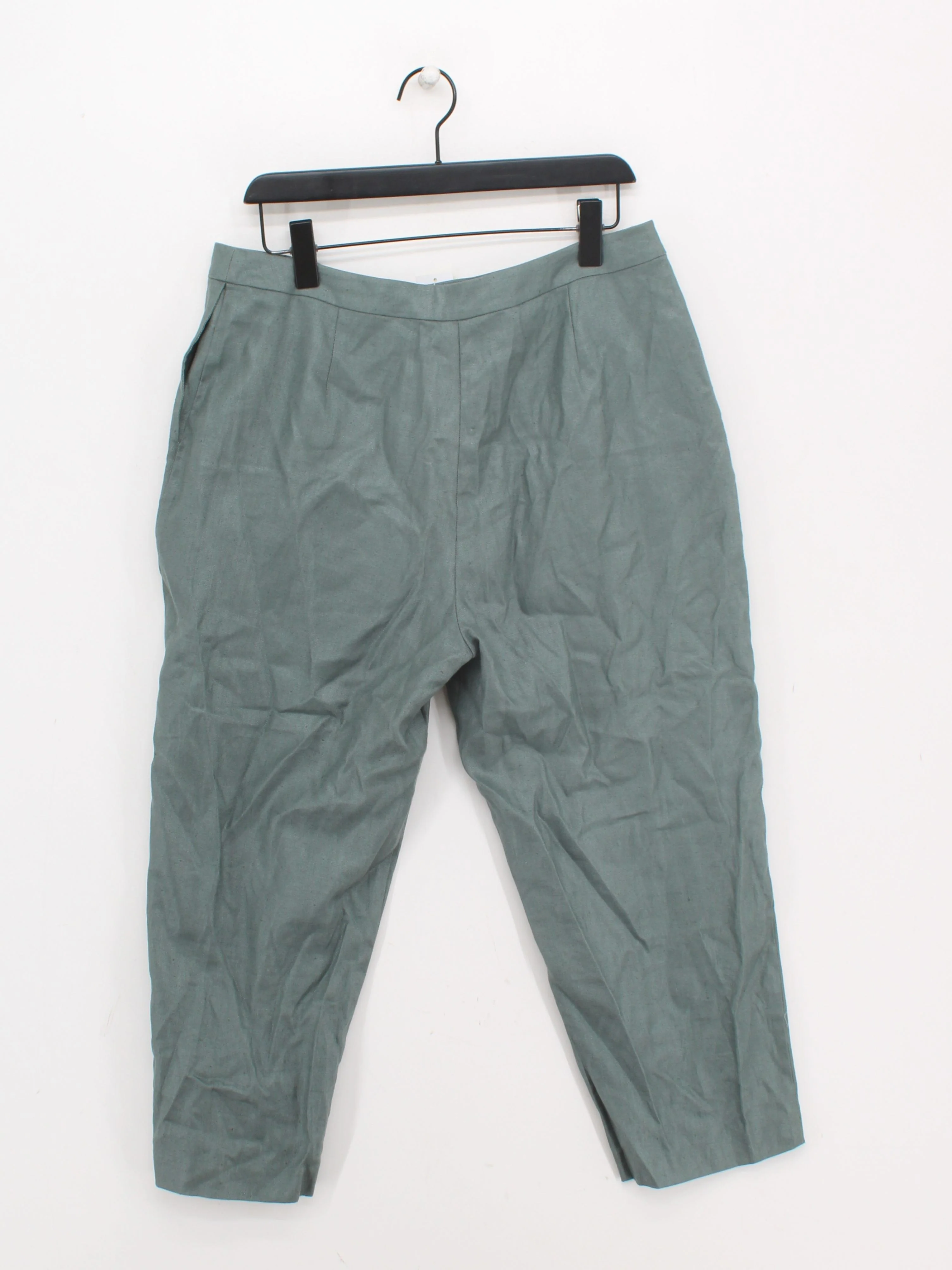 Monsoon Women's Trousers UK 16 Green 100% Linen Tapered Cropped - Image 2