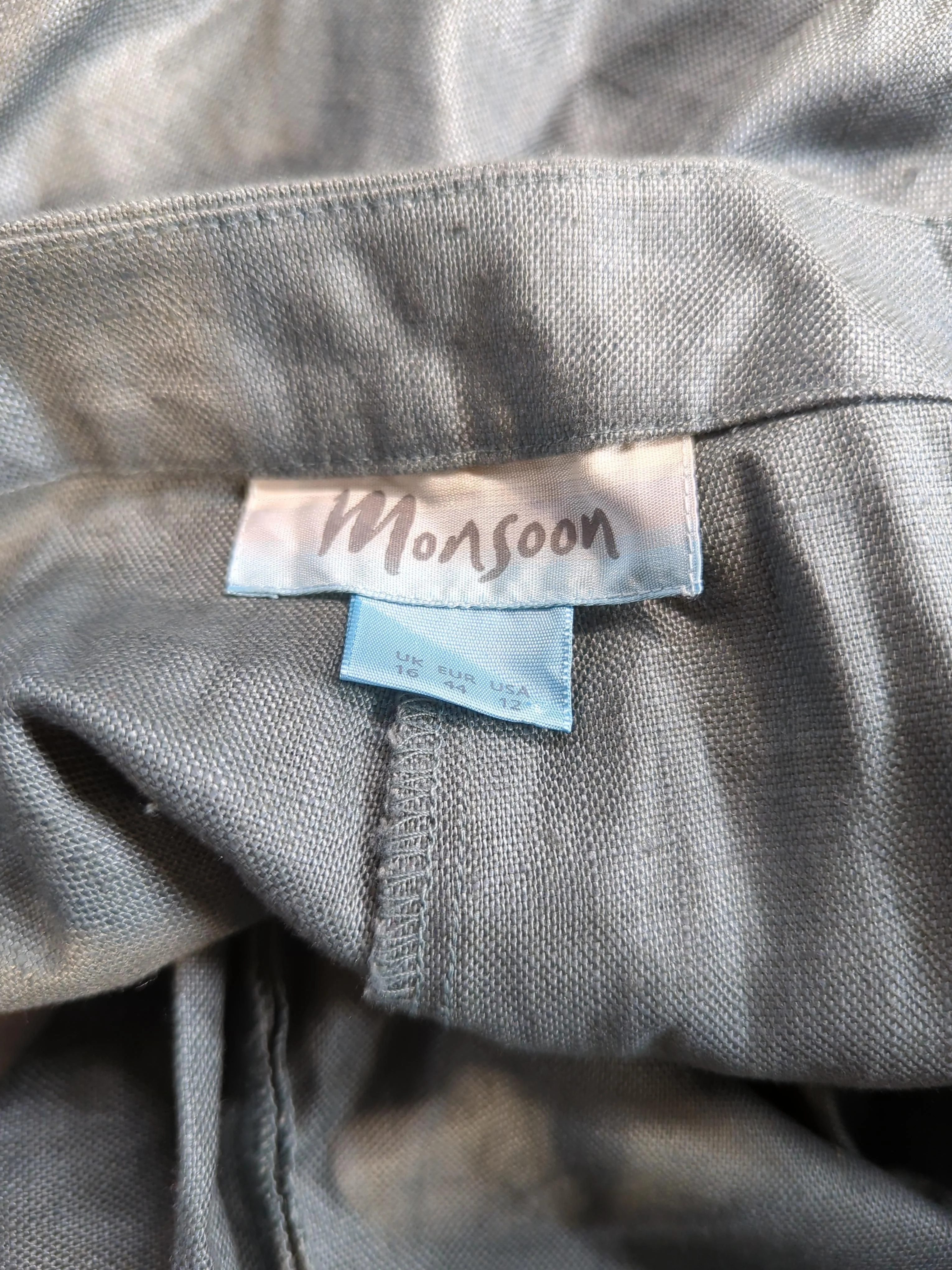 Monsoon Women's Trousers UK 16 Green 100% Linen Tapered Cropped - Image 5