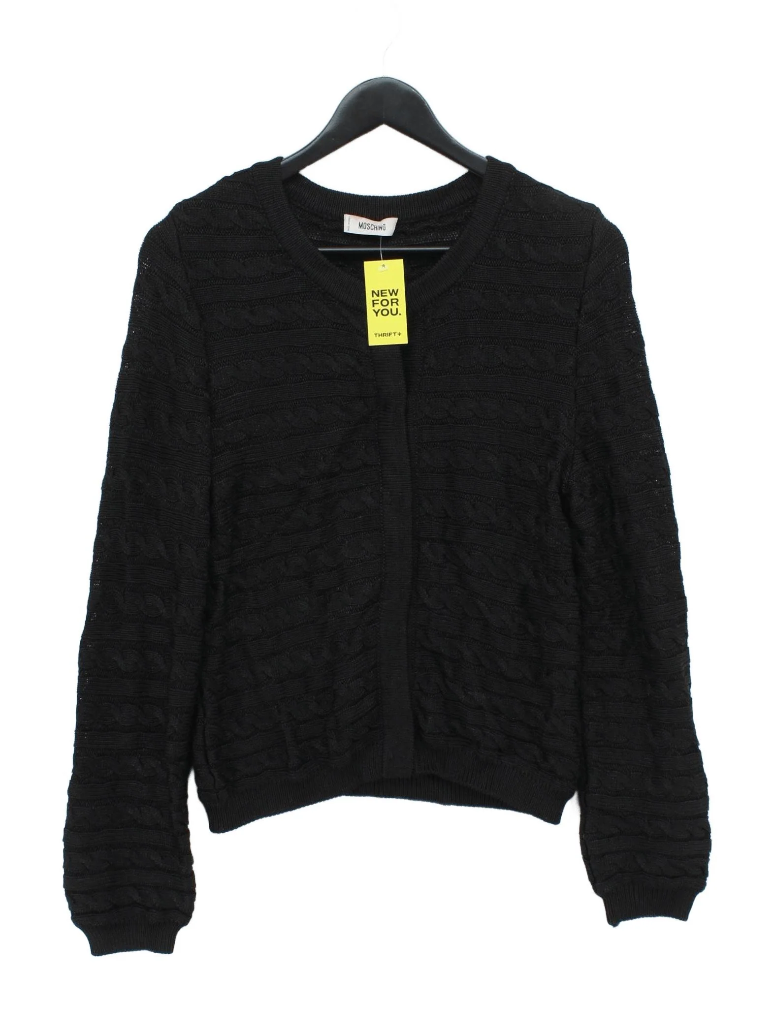 Moschino Women's Cardigan UK 14 Black 100% Rayon Round Neck Cardigan