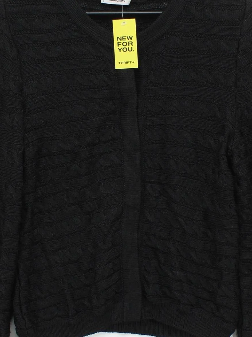 Moschino Women's Cardigan UK 14 Black 100% Rayon Round Neck Cardigan - Image 3