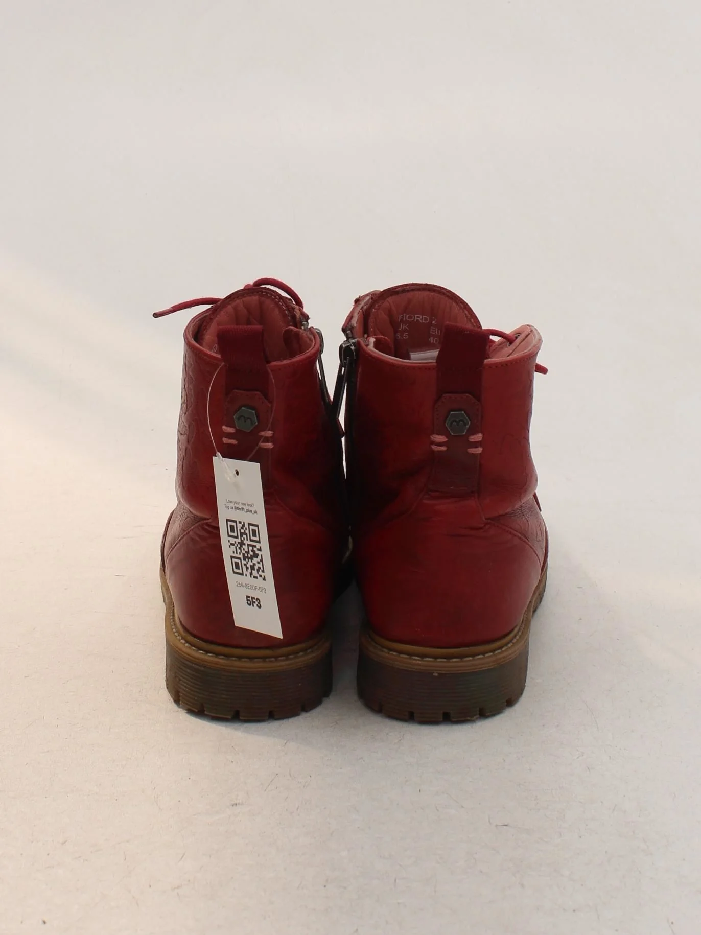 Moshulu Women's Boots UK 6.5 Red 100% Leather Combat - Image 3