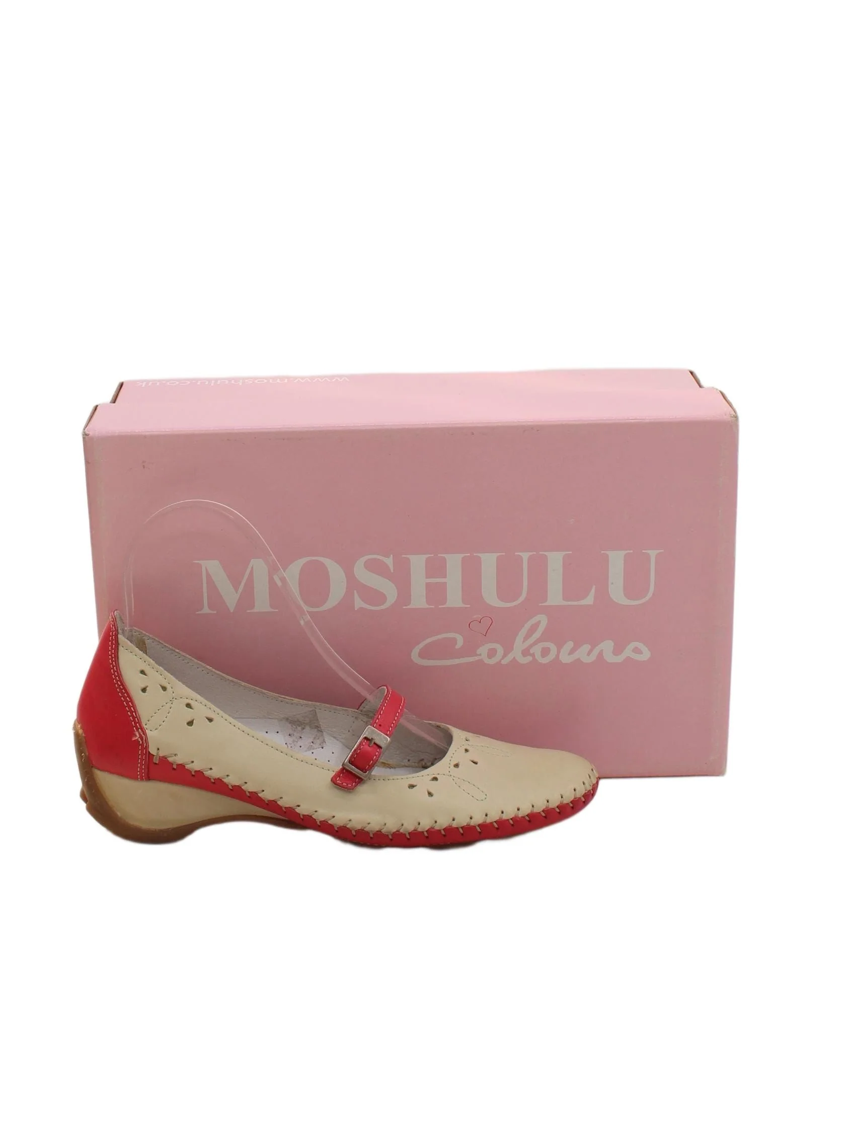 Moshulu Women's Flat Shoes UK 5 Cream 100% Leather Mary Jane