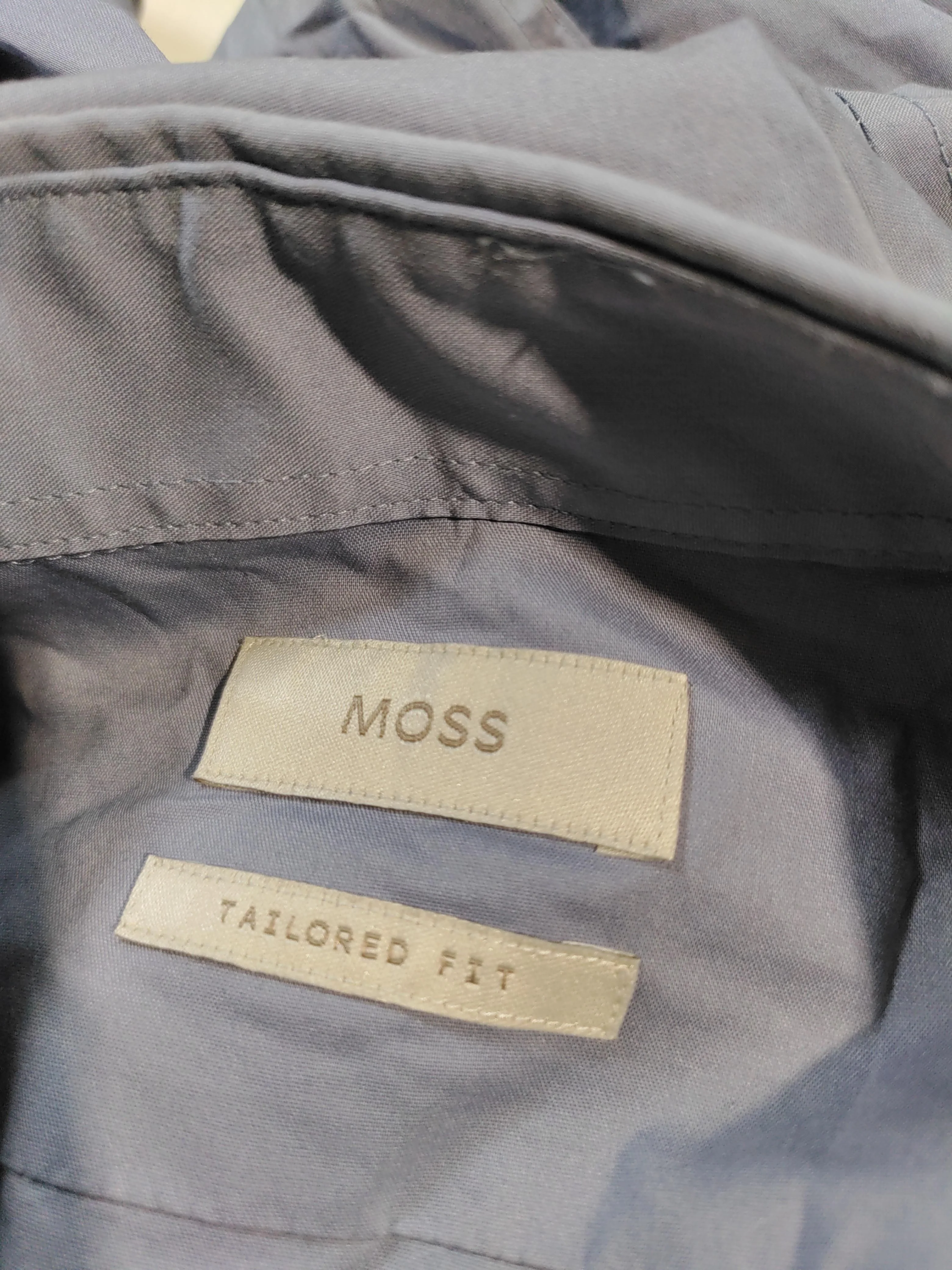 Moss Men's Shirt Chest: 46 in Blue Cotton with Polyester Basic - Image 5