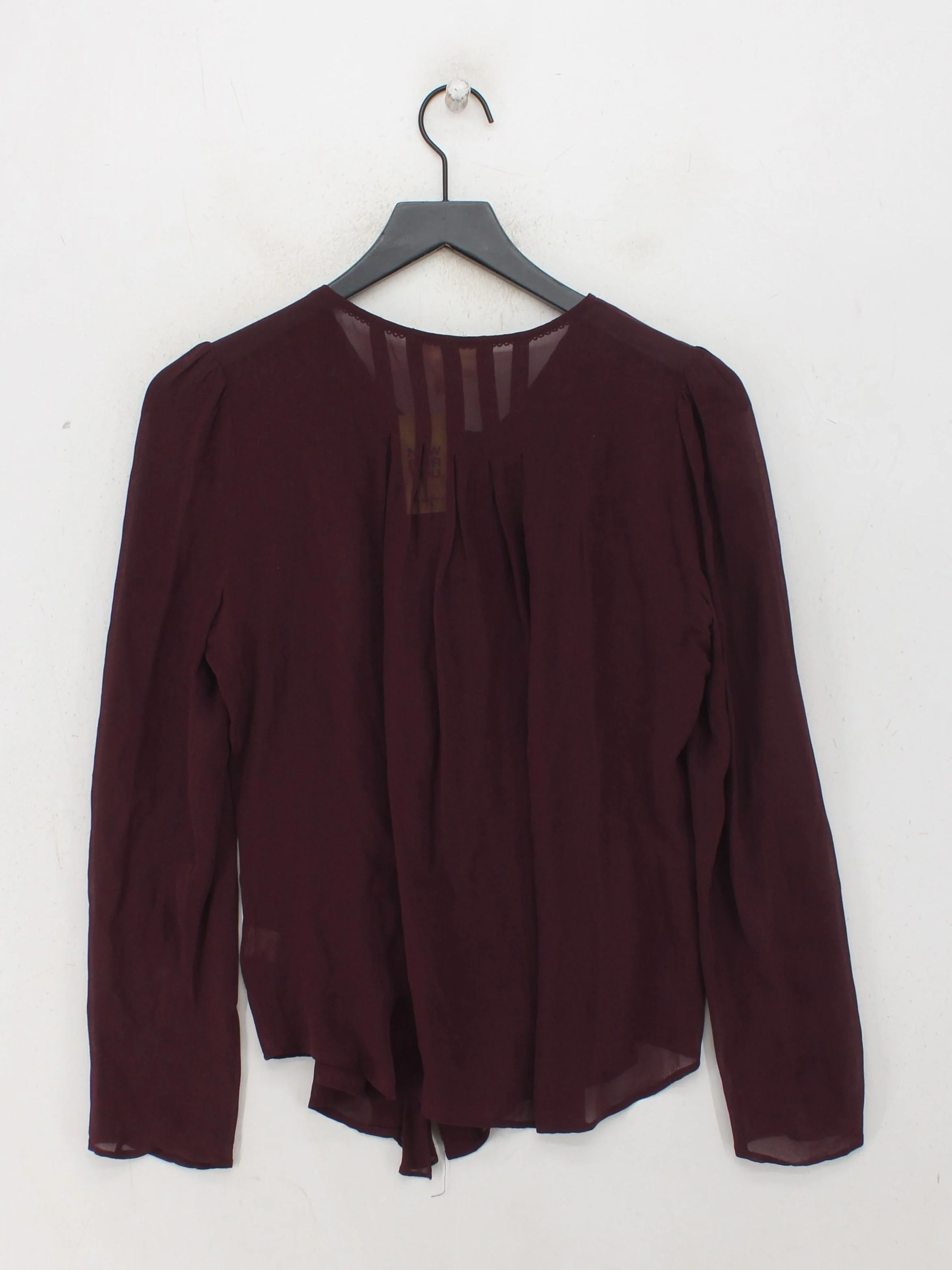 Moulinette Soeurs Women's Blouse UK 8 Red 100% Silk Long Sleeve V-Neck Basic - Image 2