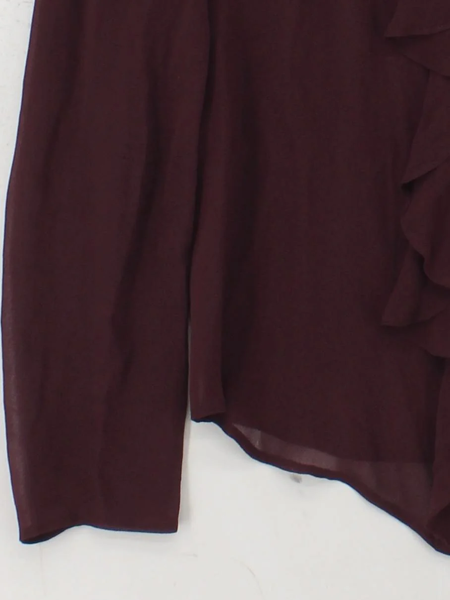 Moulinette Soeurs Women's Blouse UK 8 Red 100% Silk Long Sleeve V-Neck Basic - Image 4