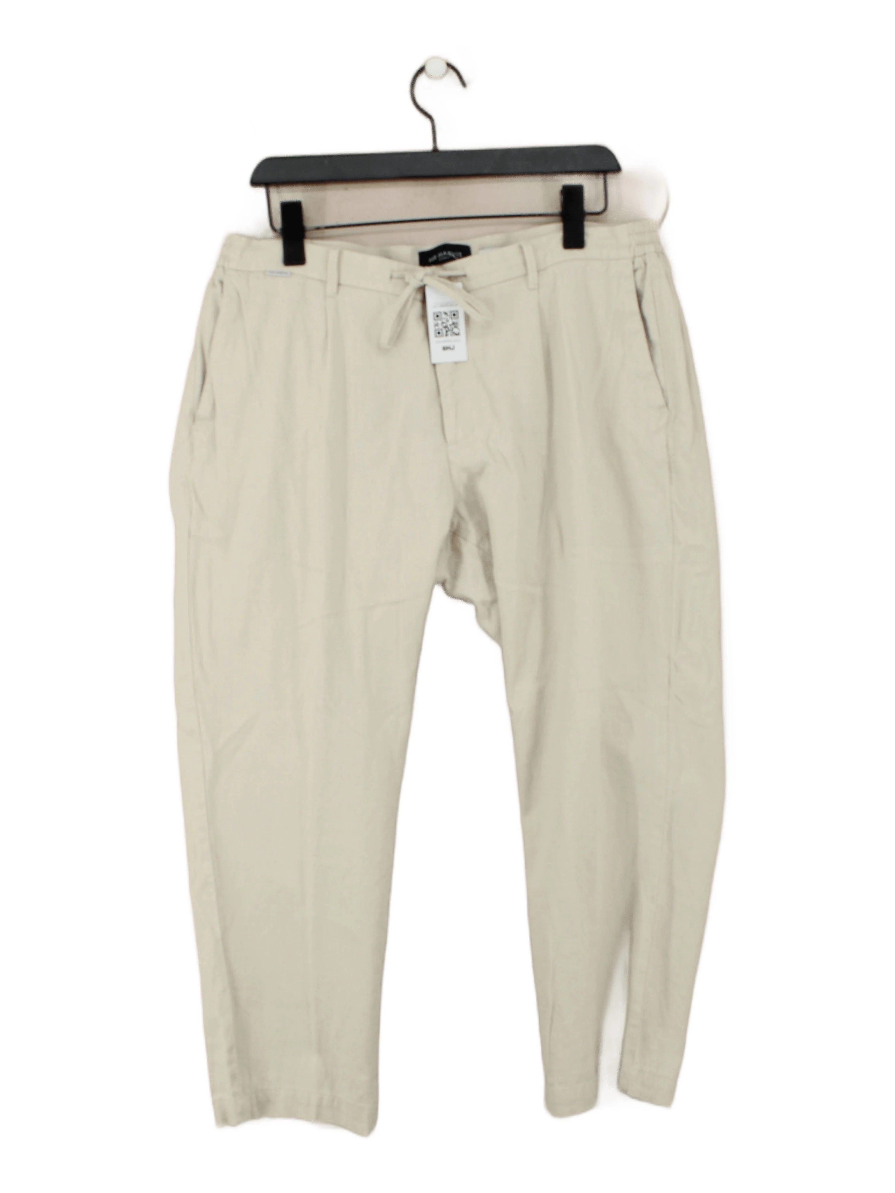 Mr Marvis Men's Trousers W 36 in Cream Linen with Cotton Tapered Capri