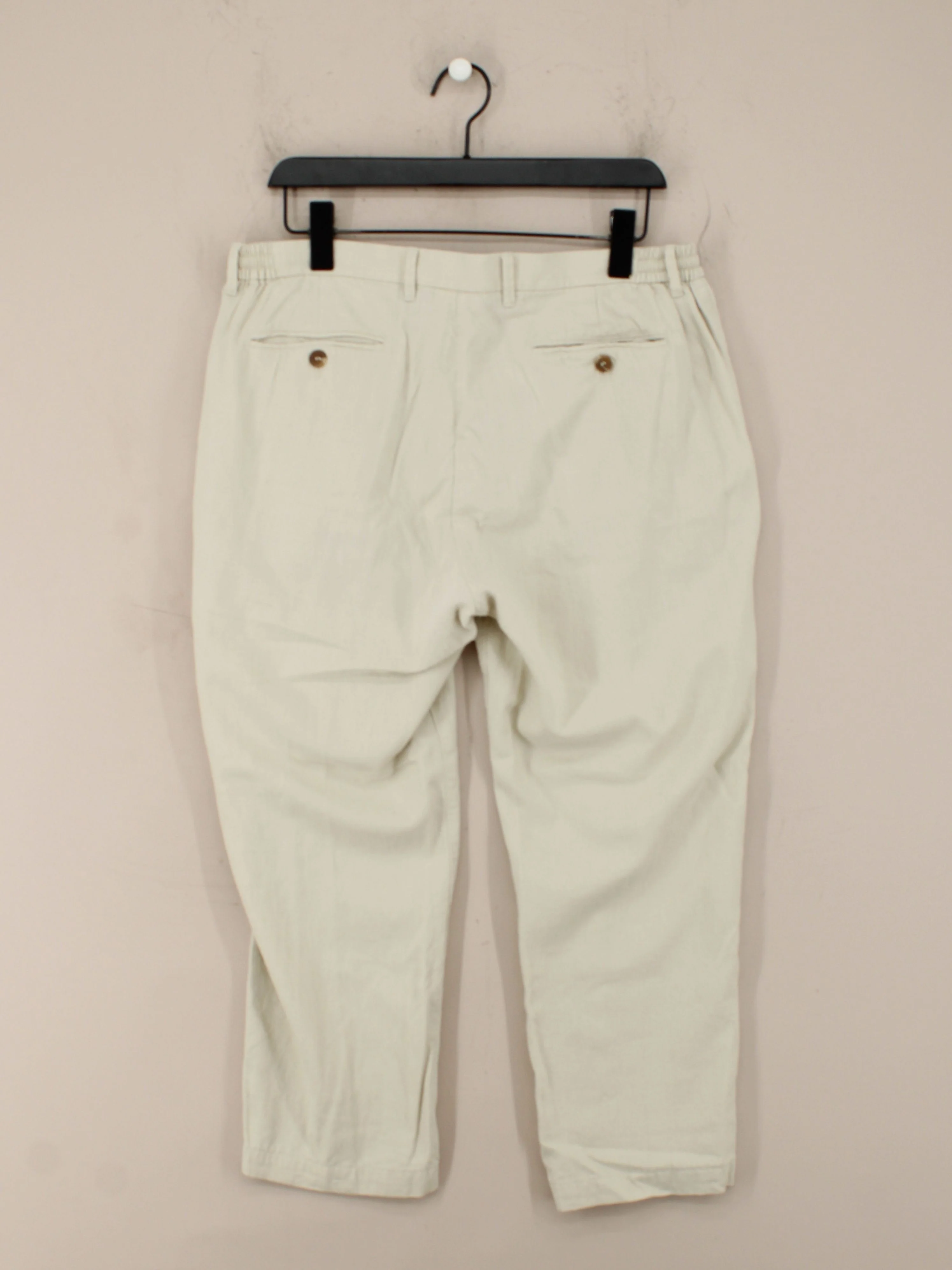Mr Marvis Men's Trousers W 36 in Cream Linen with Cotton Tapered Capri - Image 2