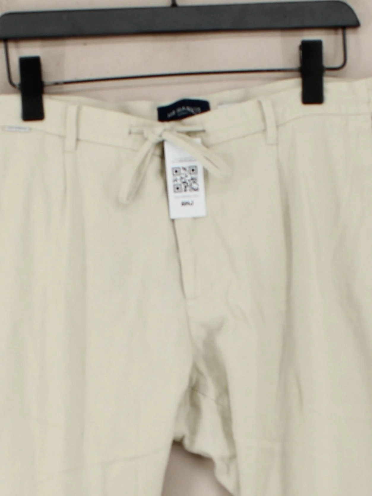 Mr Marvis Men's Trousers W 36 in Cream Linen with Cotton Tapered Capri - Image 3