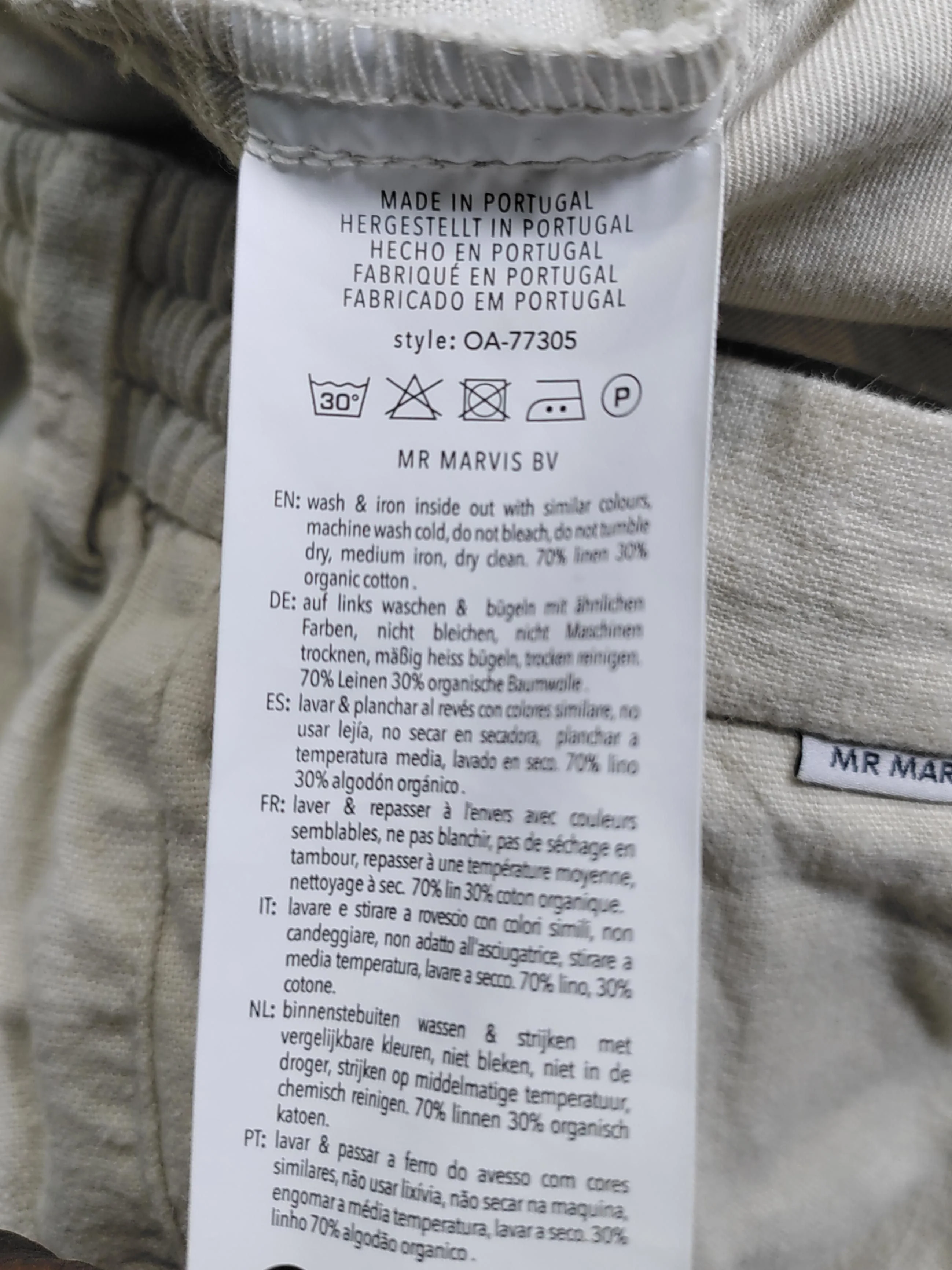 Mr Marvis Men's Trousers W 36 in Cream Linen with Cotton Tapered Capri - Image 7