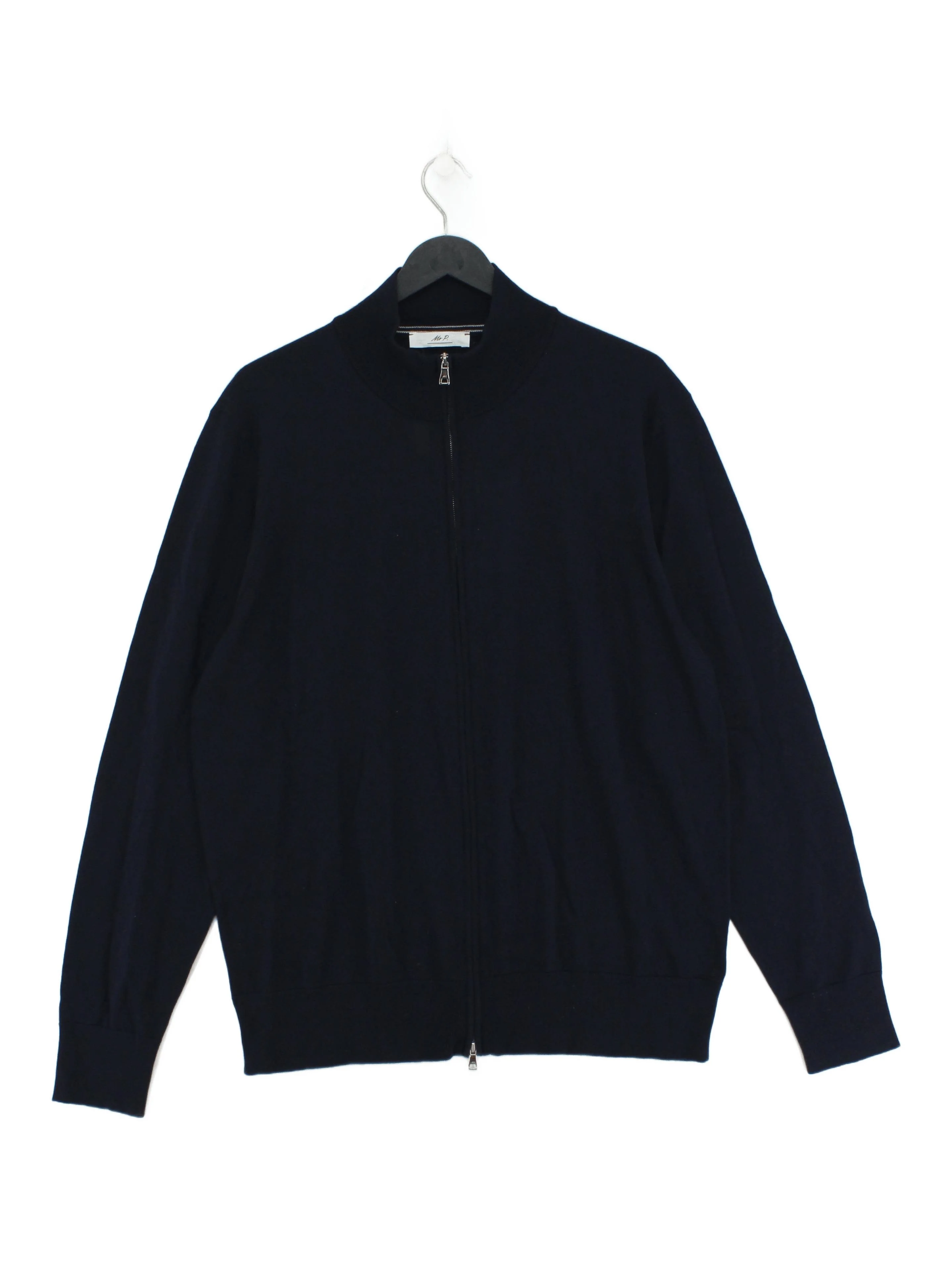 Mr P. Men's Cardigan XXL Blue 100% Wool High Neck Cardigan New with tags