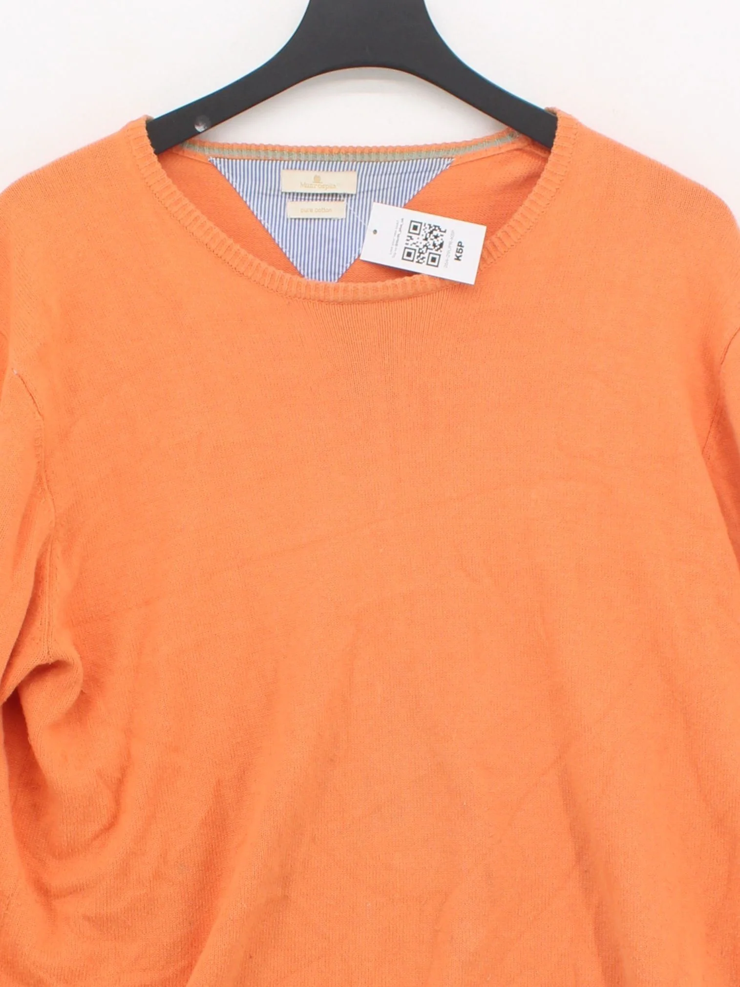 MUNROSPUN Men's Jumper L Orange 100% Cotton Round Neck Pullover - Image 3