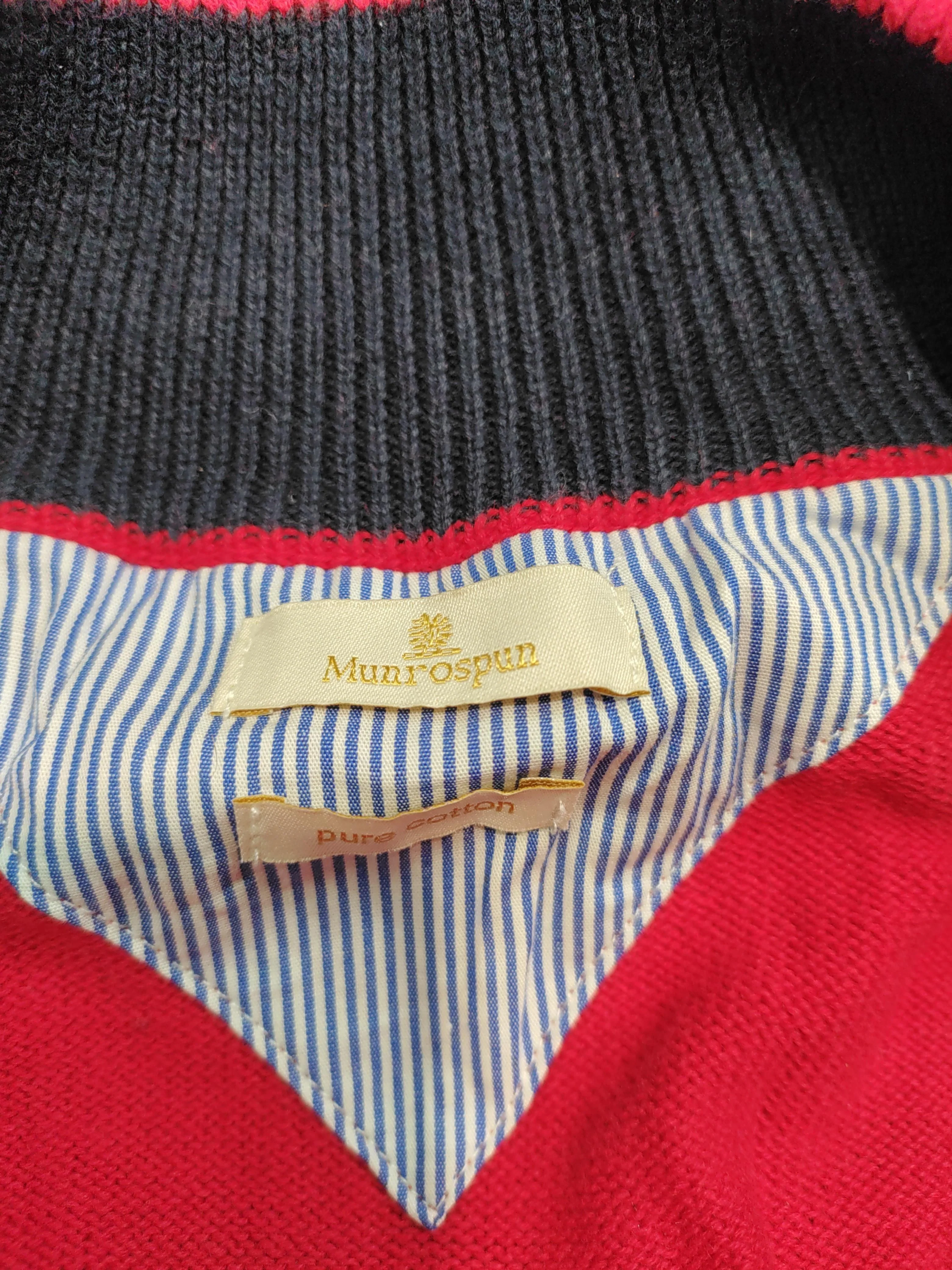 MUNROSPUN Men's Jumper XL Red 100% Cotton Mock Neck Pullover - Image 5