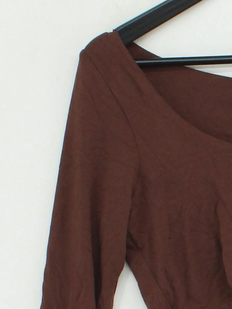 Naked Wardrobe Women's Top L Brown Viscose with Spandex Cropped - Image 4