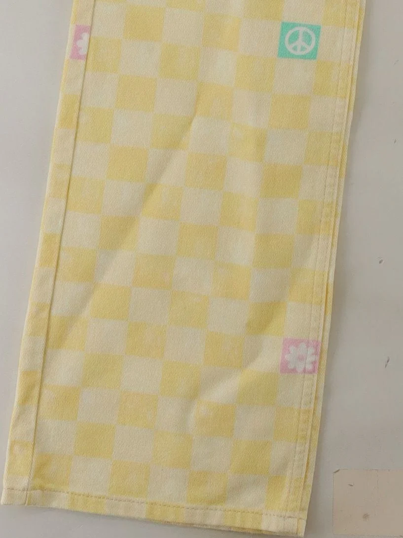 Neon & Nylon Women's Jeans W 30 in Yellow Checkered 100% Cotton Straight - Image 4