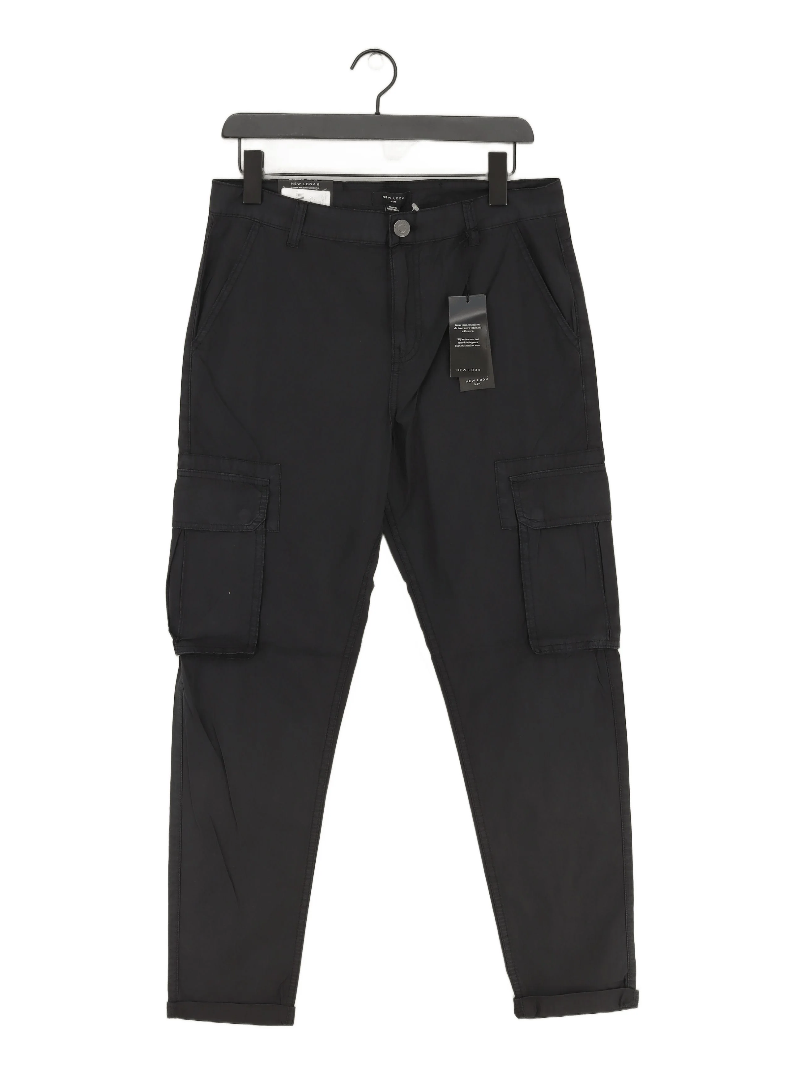 New Look Men's Trousers W 32 in Black 100% Cotton Tapered Cargo New with tags