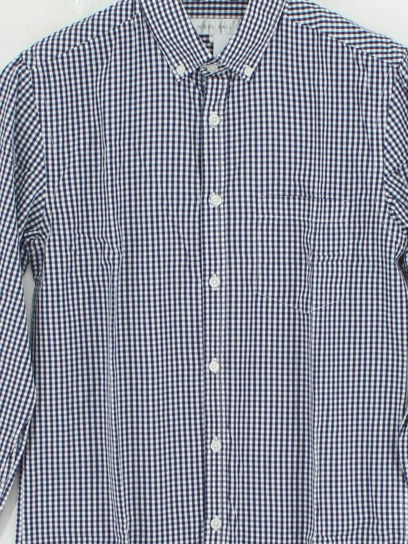 Nigel Hall Men's Shirt S Blue Checkered 100% Cotton Basic - Image 3
