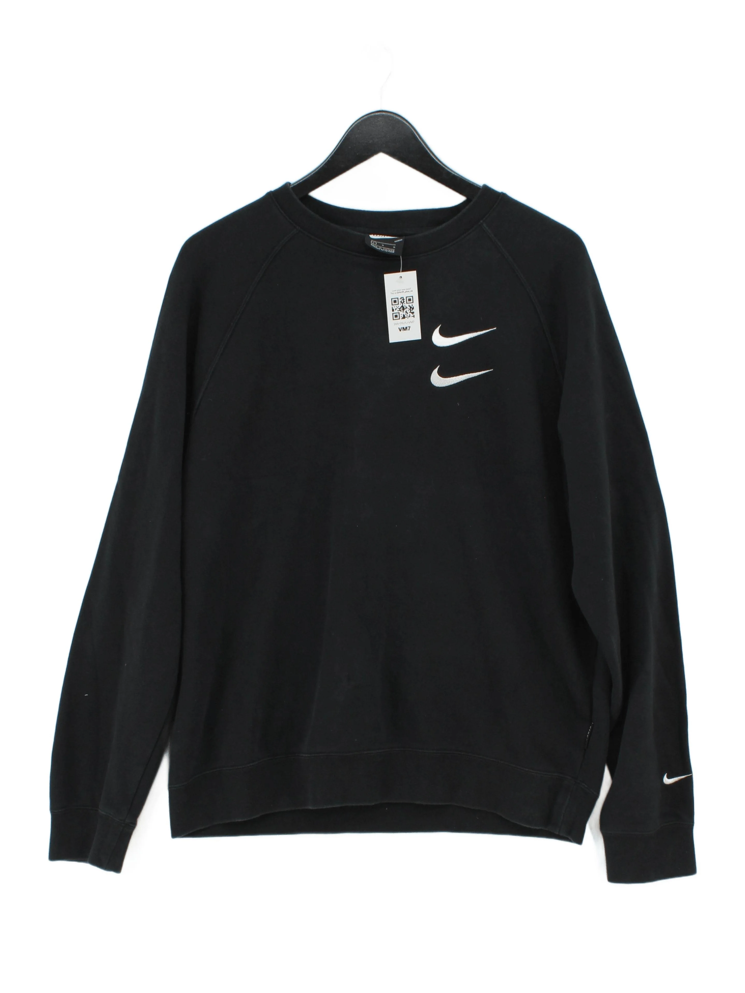 Nike Men's Hoodie L Black Graphic 100% Cotton Pullover