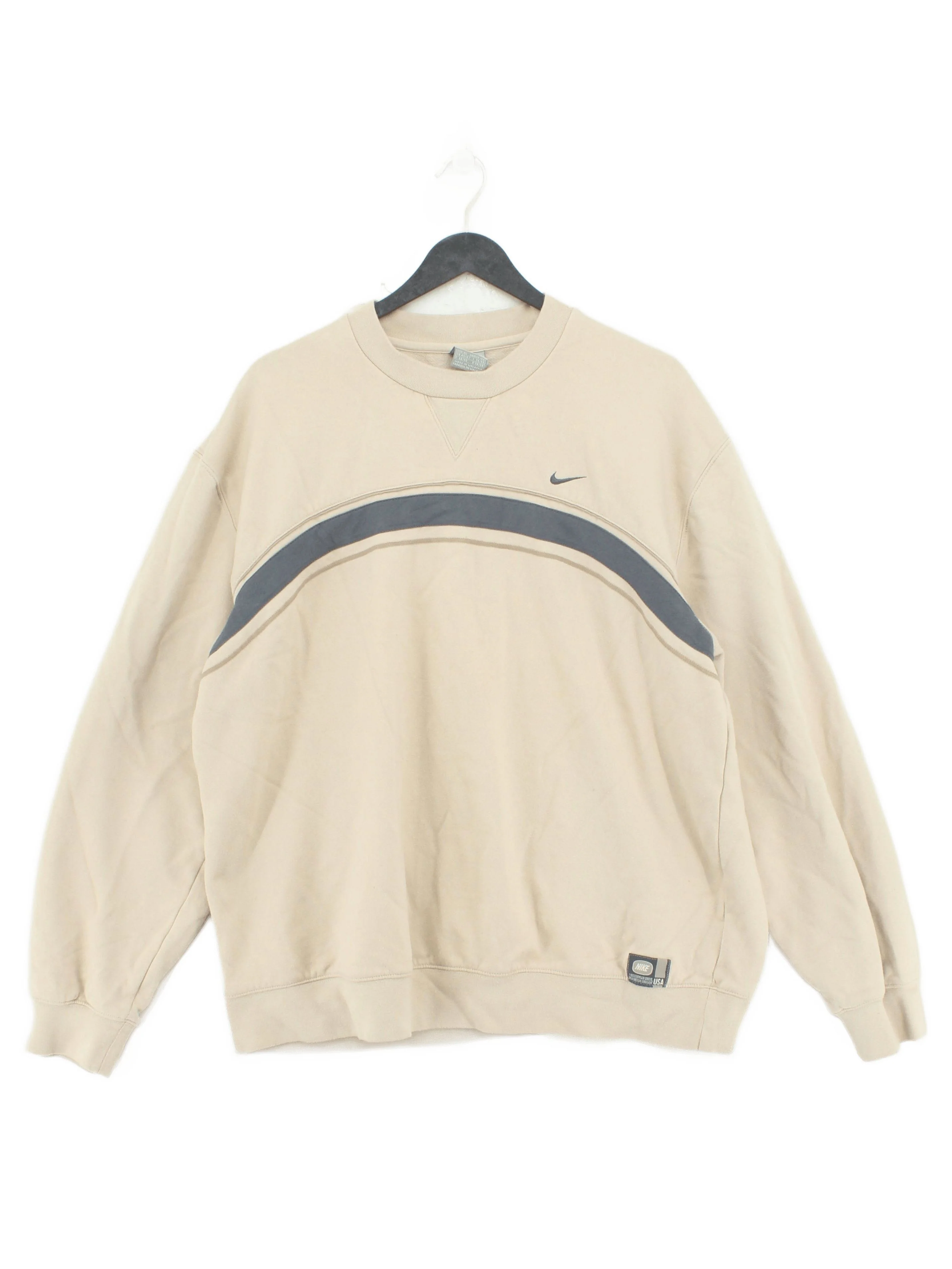 Nike Men's Jumper XL Cream Cotton with Polyester, Elastane Pullover