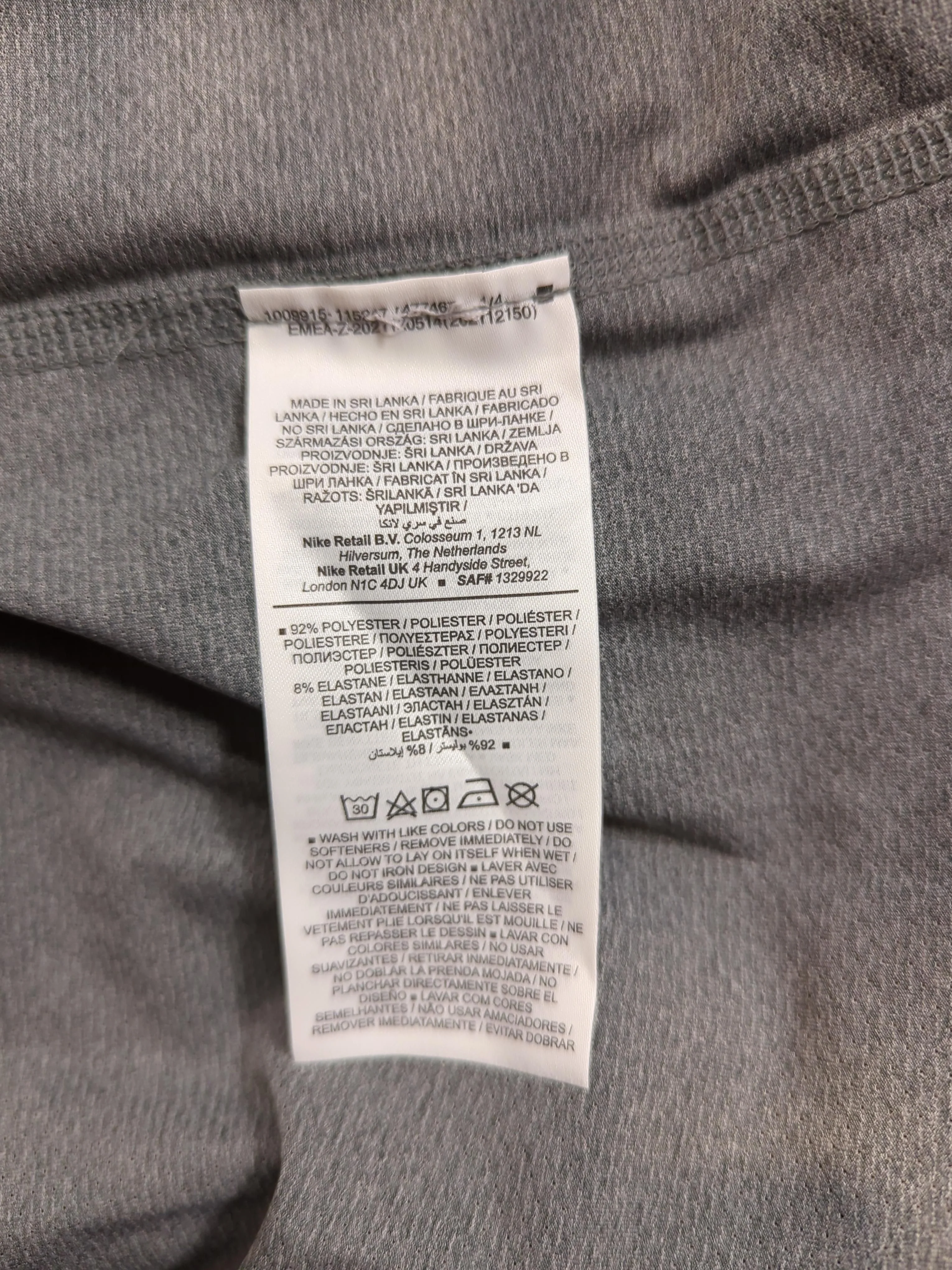 Nike Men's T-Shirt L Grey Polyester with Elastane Round Neck Basic - Image 5