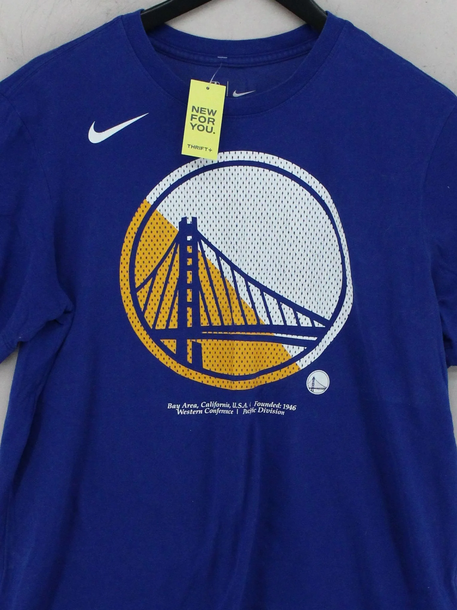 Nike Men's T-Shirt M Blue Graphic Cotton with Polyester Basic - Image 3