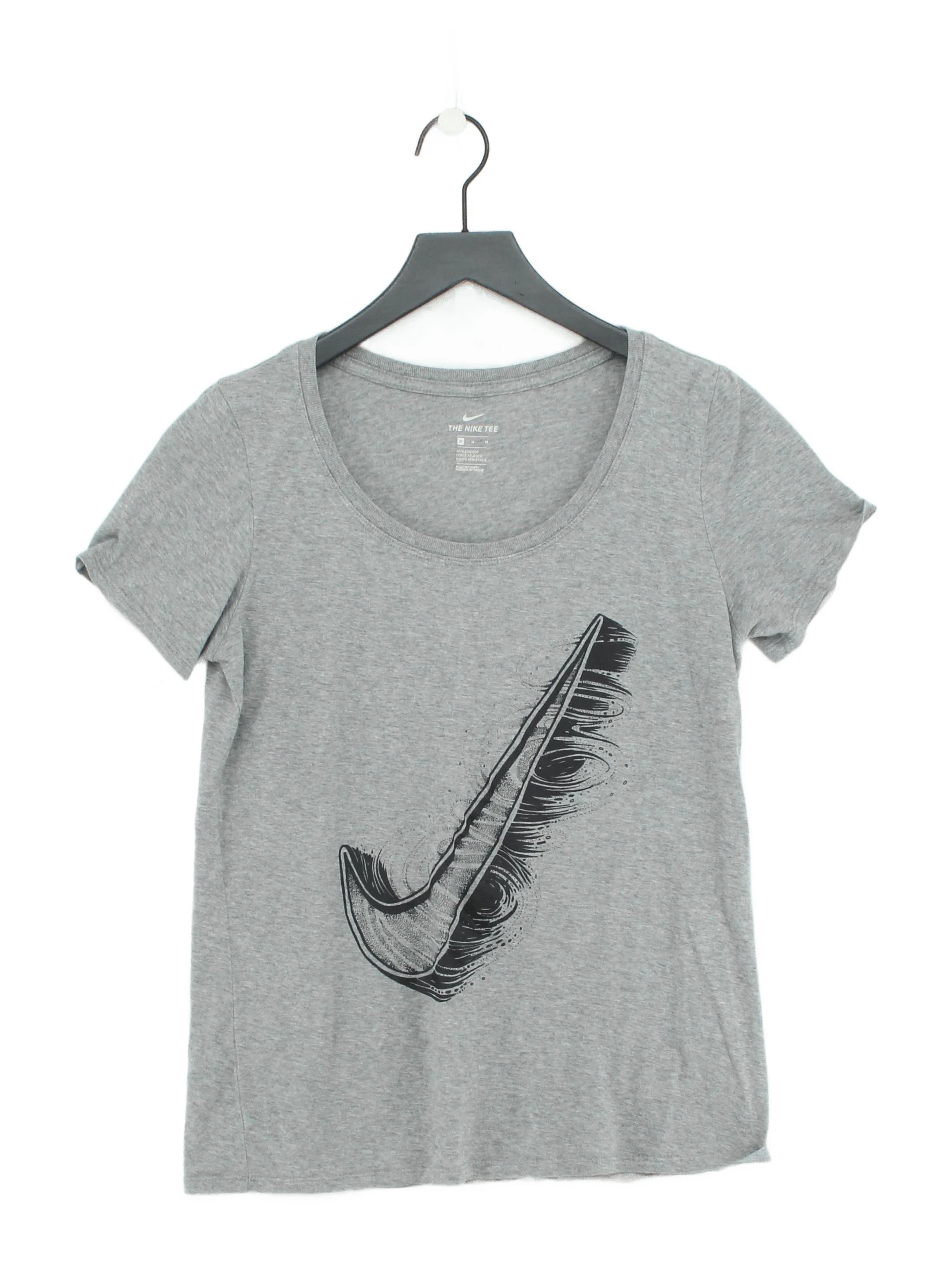 Nike Women's T-Shirt M Grey Graphic 100% Cotton Short Sleeve Round Neck Basic