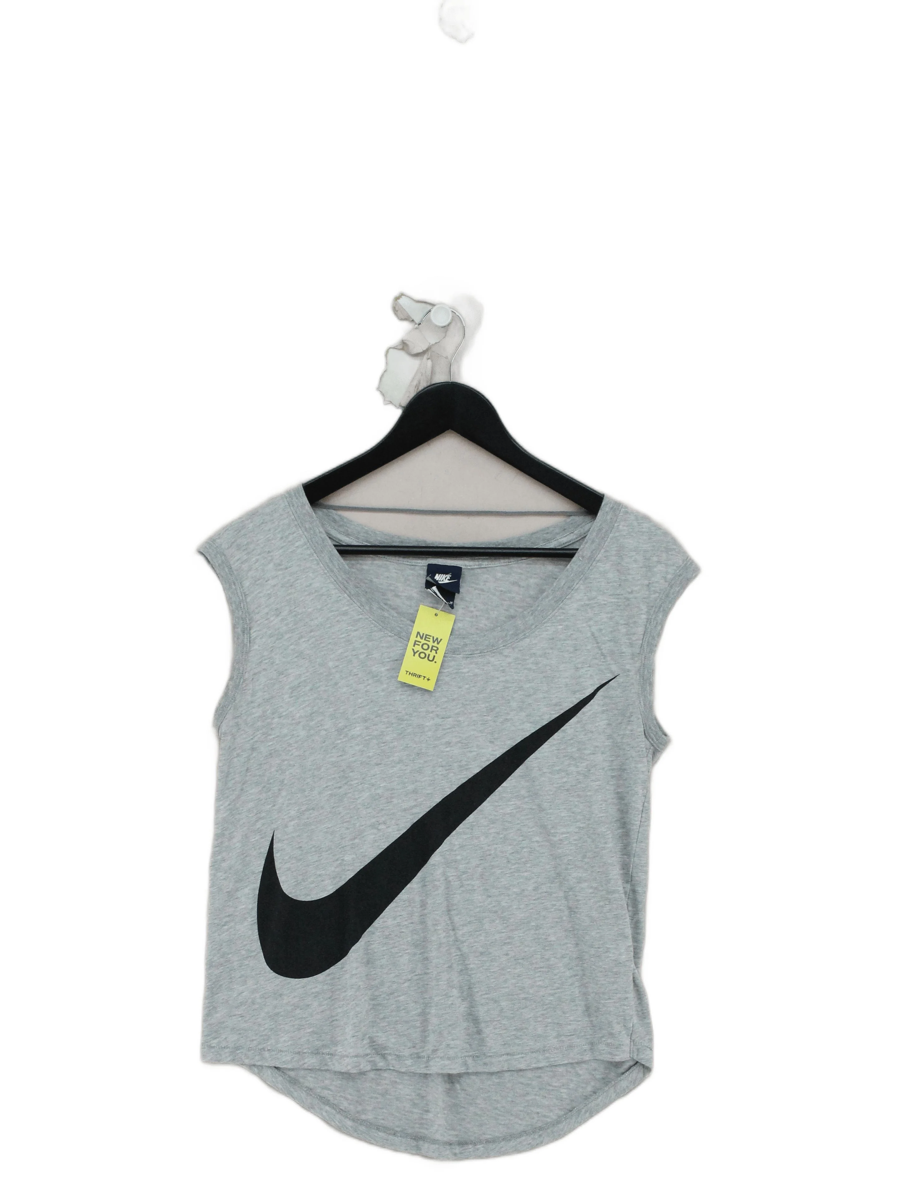 Nike Women's T-Shirt M Grey Graphic Polyester with Cotton, Viscose Basic