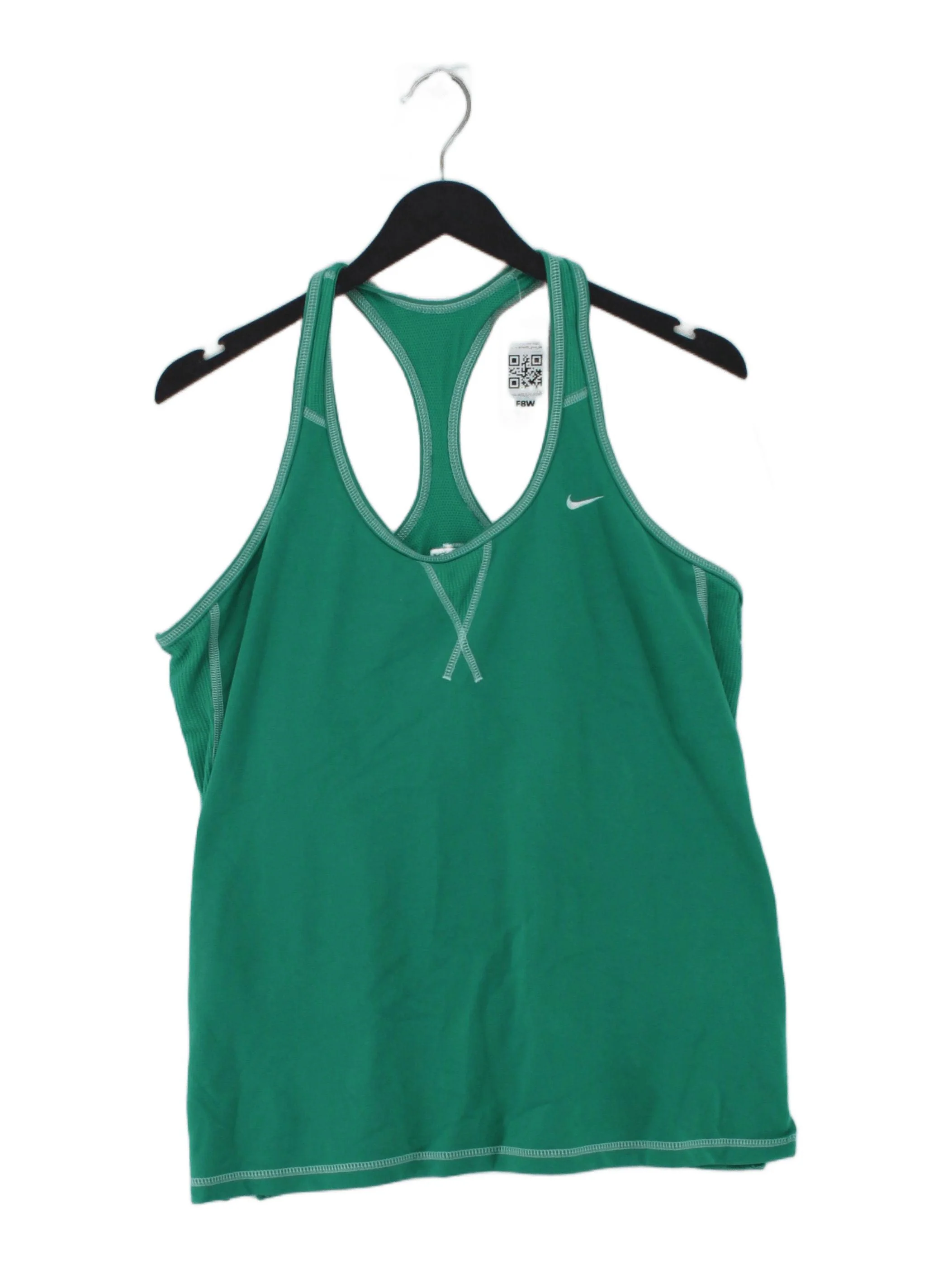 Nike Women's T-Shirt UK 20 Green Polyester with Cotton, Elastane Basic