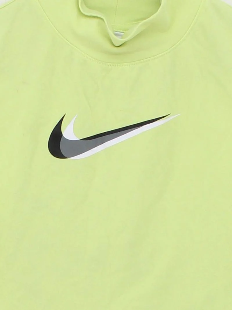 Nike Women's Top S Yellow Cotton with Polyester, Elastane Cropped - Image 3
