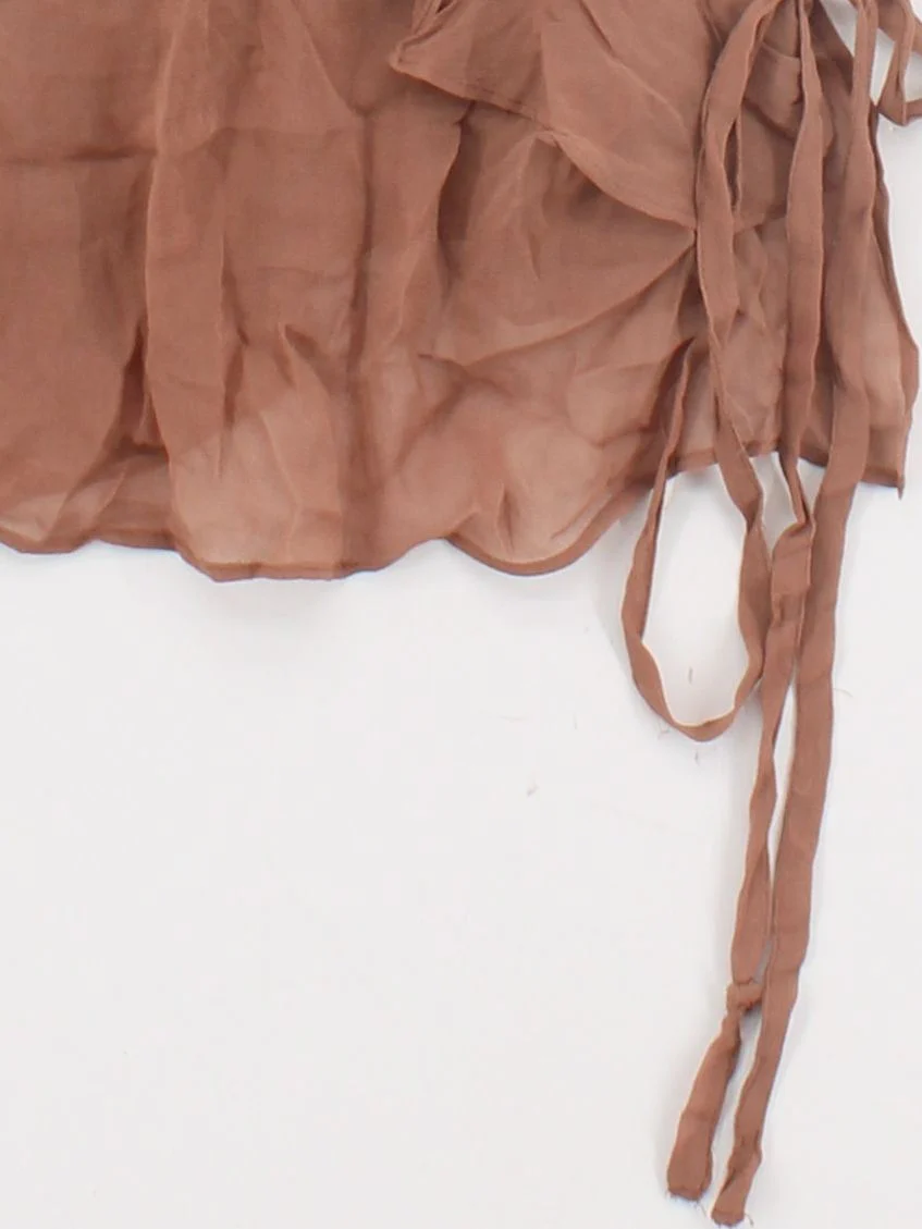 Noa Noa Women's Blouse XL Brown 100% Viscose Short Sleeve V-Neck Basic - Image 4