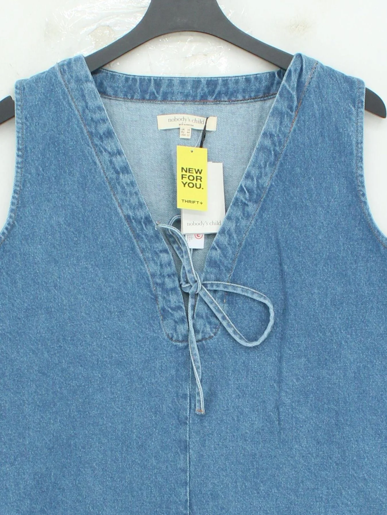 Nobody's Child Pinafore/Dungaree Mini Dress UK16 in Blue - Image 3