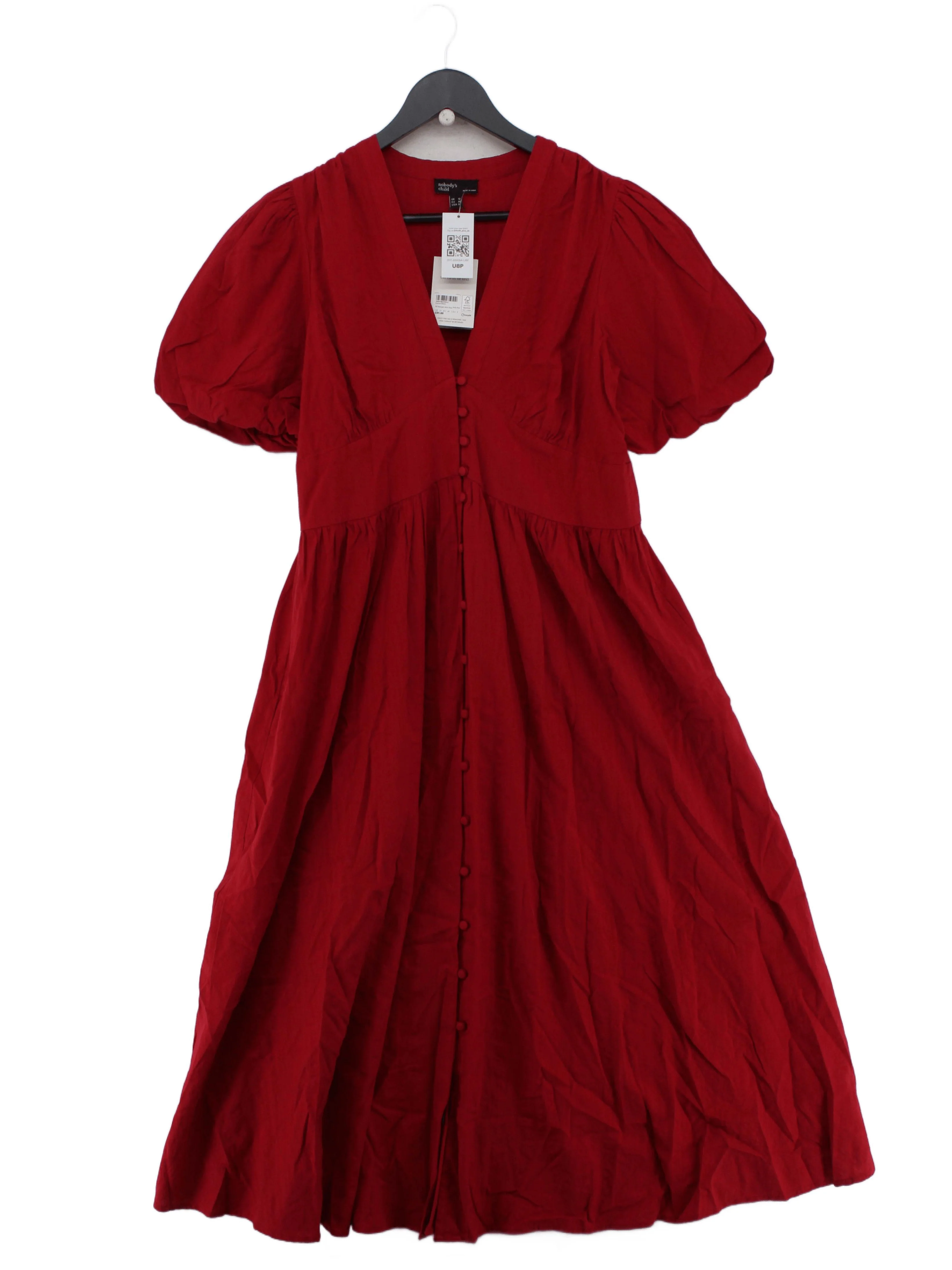 Nobody's Child Shirt Midi Dress UK12 in Red