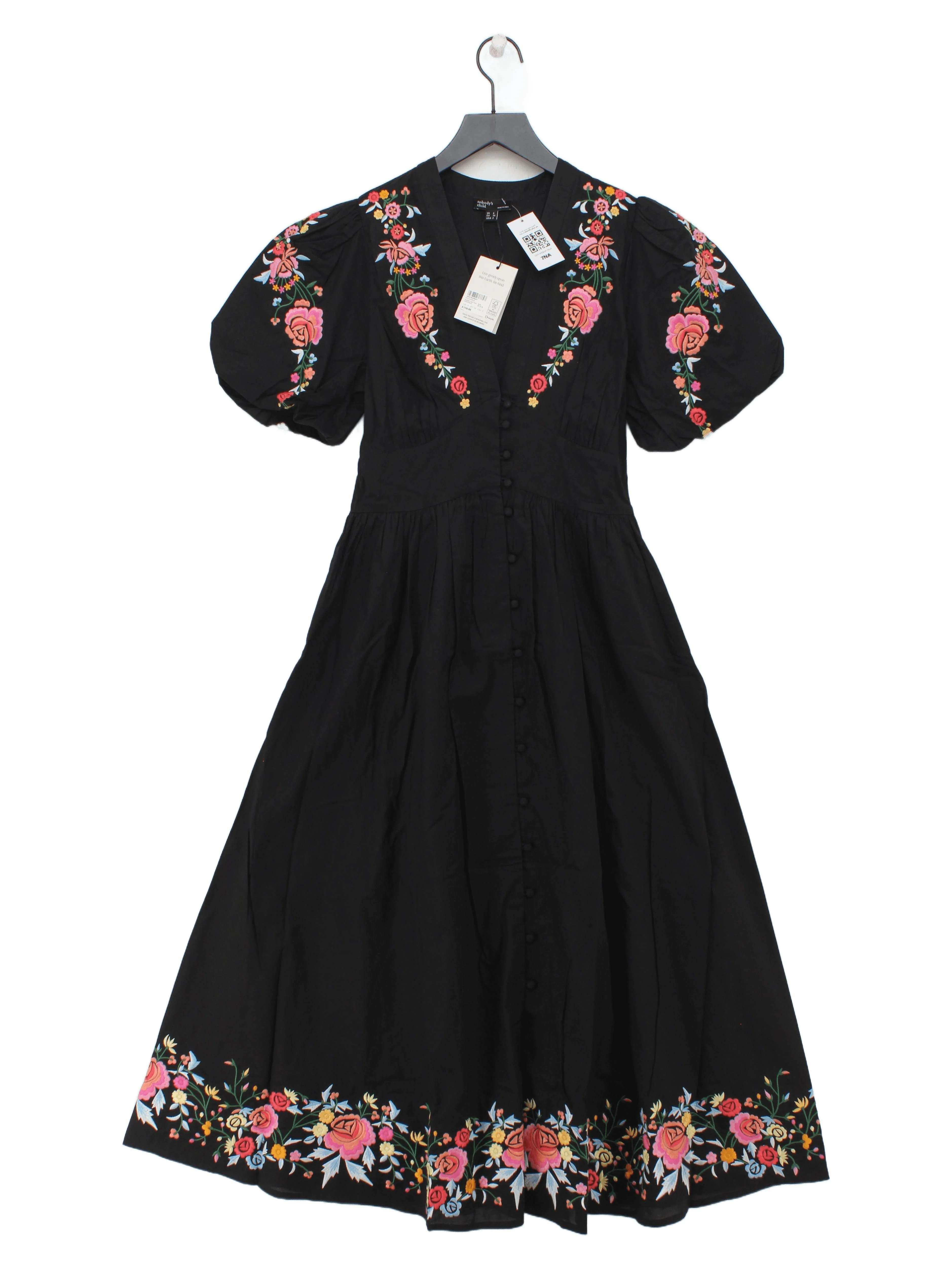 Nobody's Child Shirt Midi Dress UK6 in Black