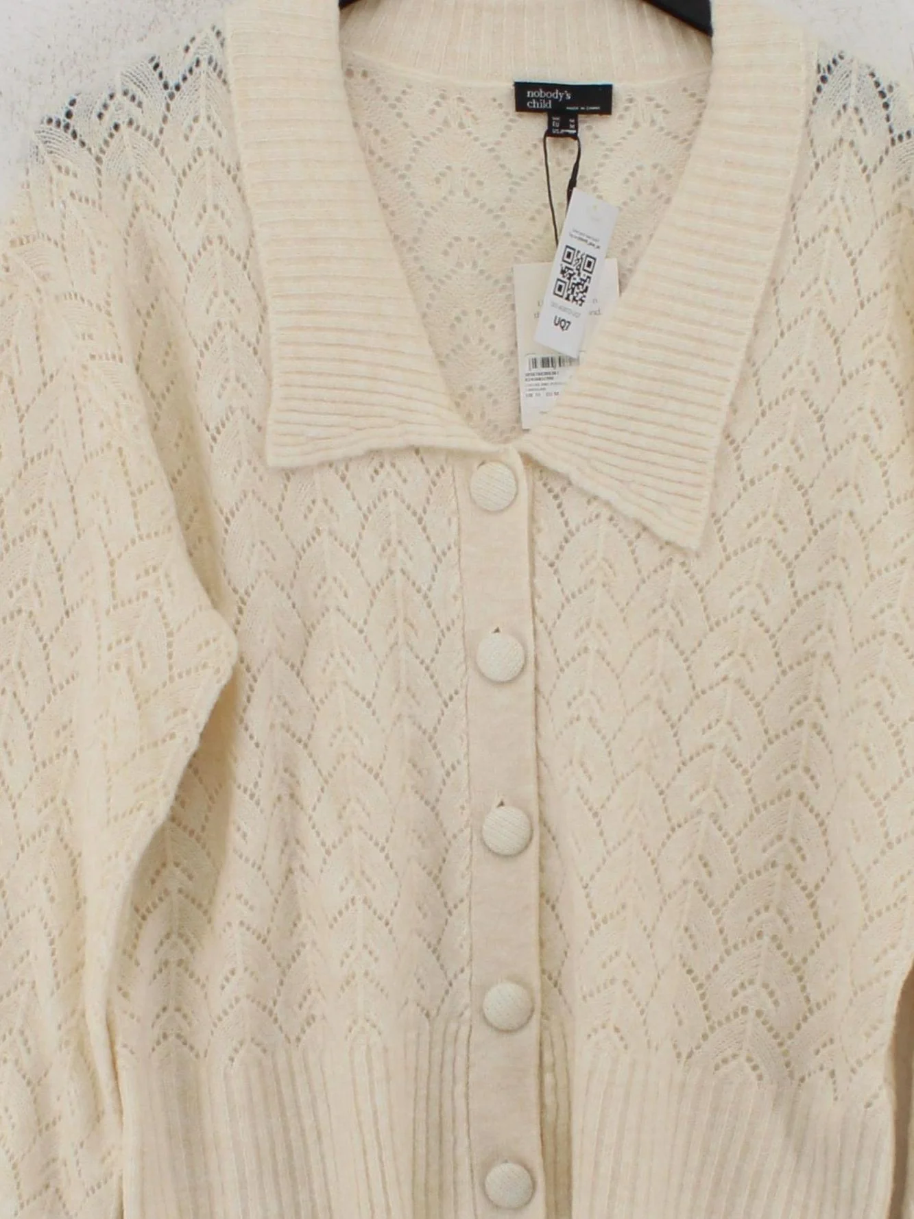 Nobody's Child Women's Cardigan M Cream Polyester with Wool, Acrylic Cardigan - Image 3