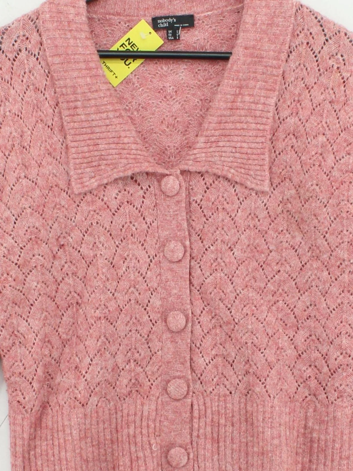 Nobody's Child Women's Cardigan S Pink Polyester with Wool, Acrylic Cardigan - Image 3