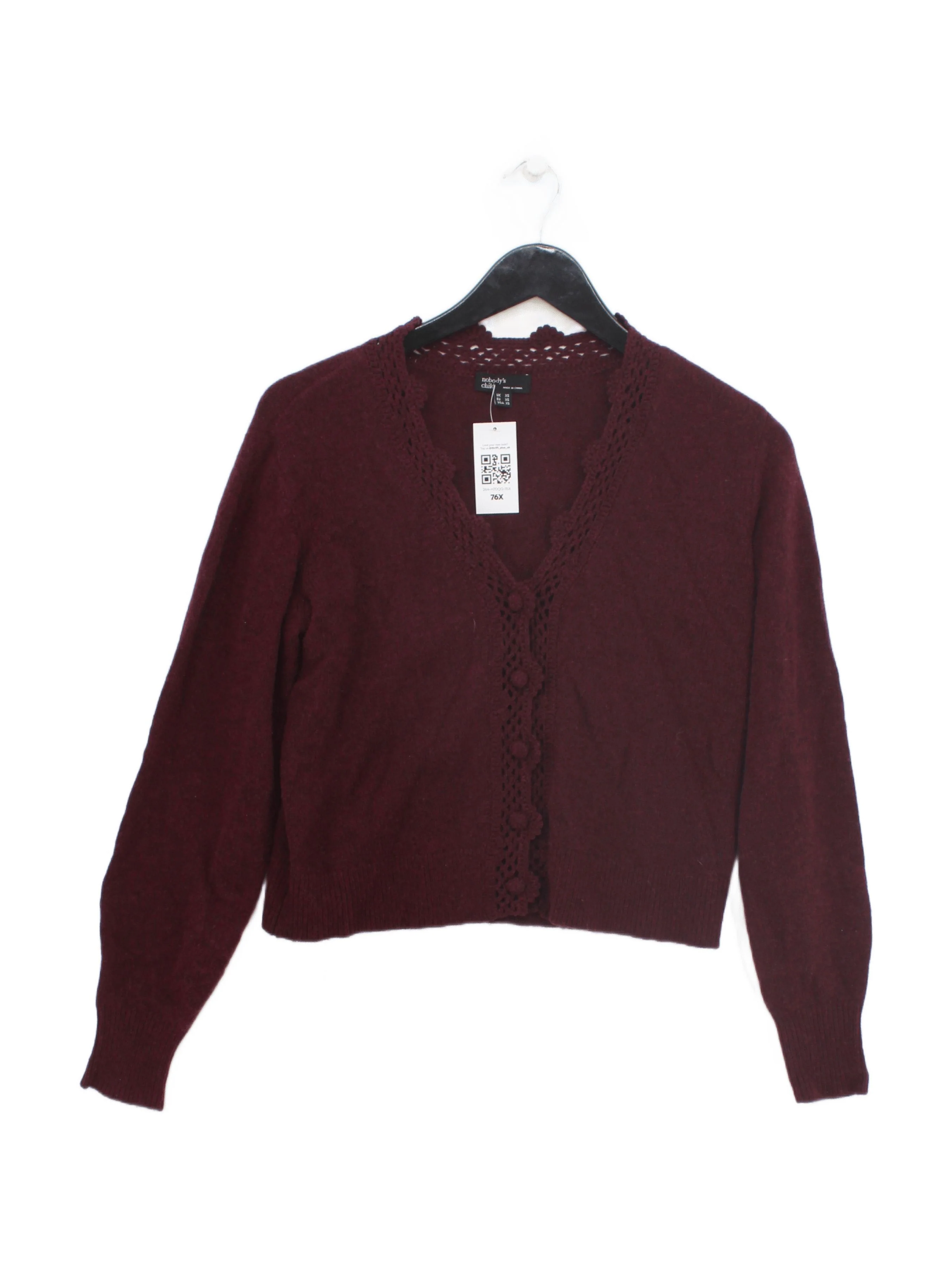 Nobody's Child Women's Cardigan XS Red Wool with Polyamide V-Neck Cardigan